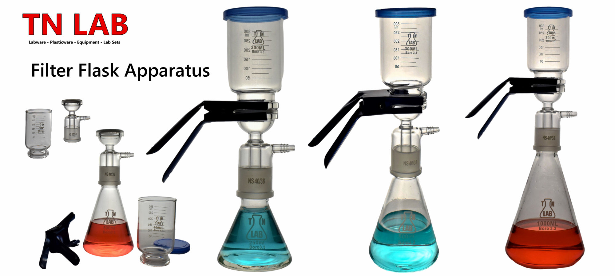 TN LAB Supply Filter Flask Apparatus Family 250ml 500ml 1000ml 1 Liter