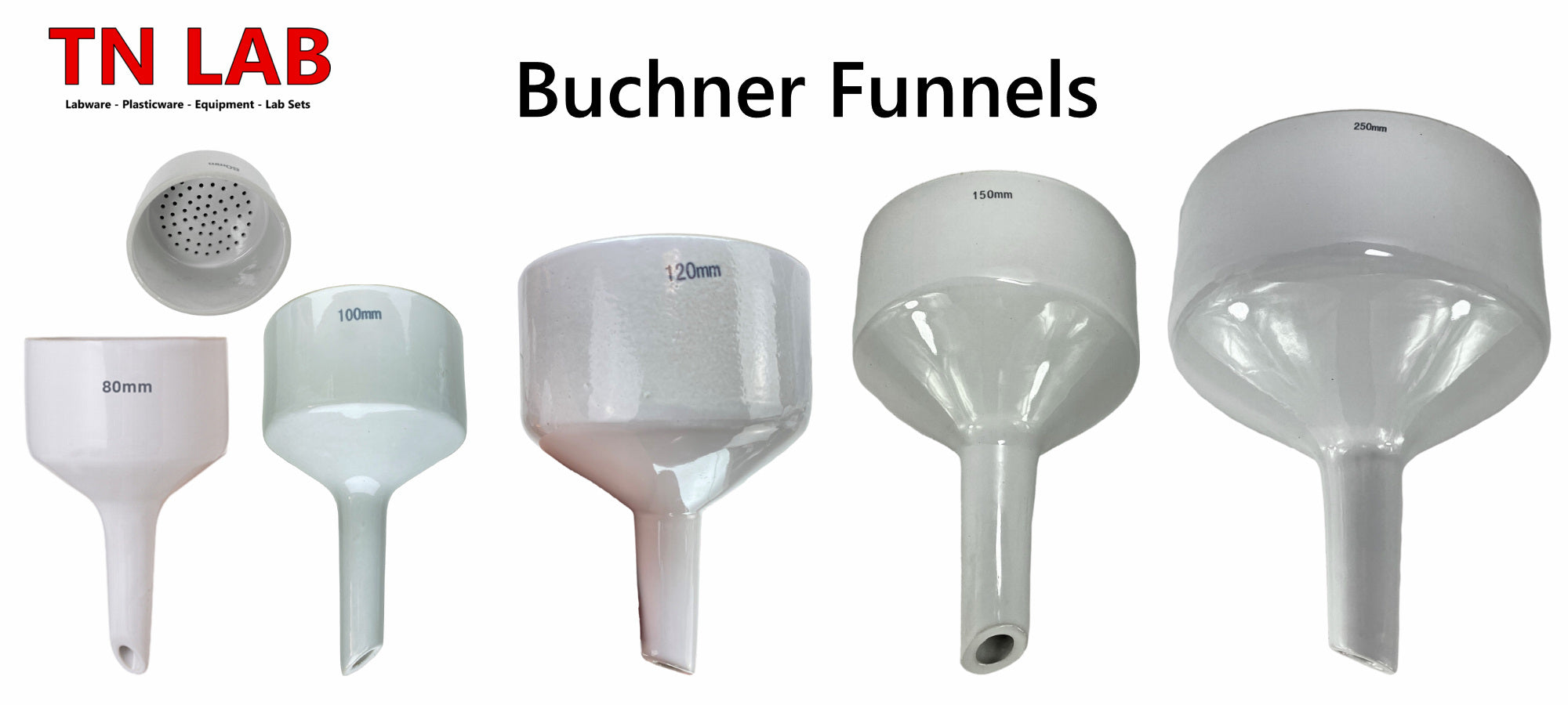 TN LAB Supply Buchner Funnels 80mm 100mm 120mm 150mm 250mm