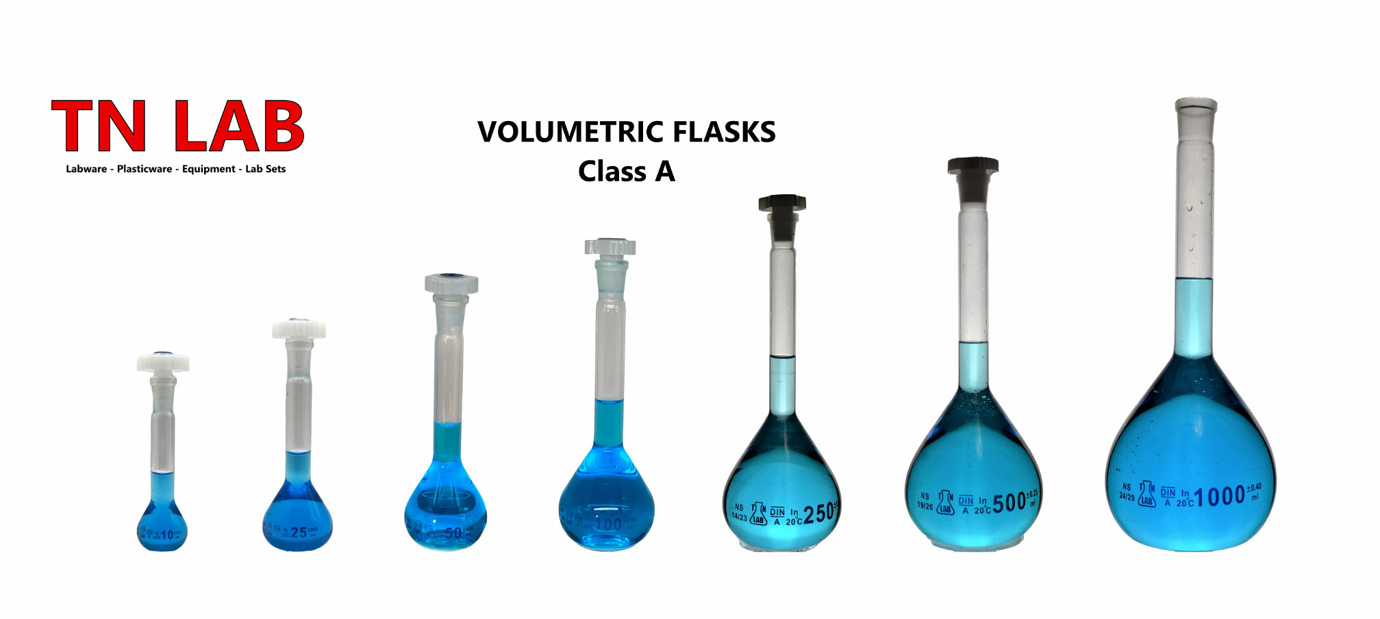 TN LAB Supply Volumetric Flask Family Borosilicate 3.3 Glass