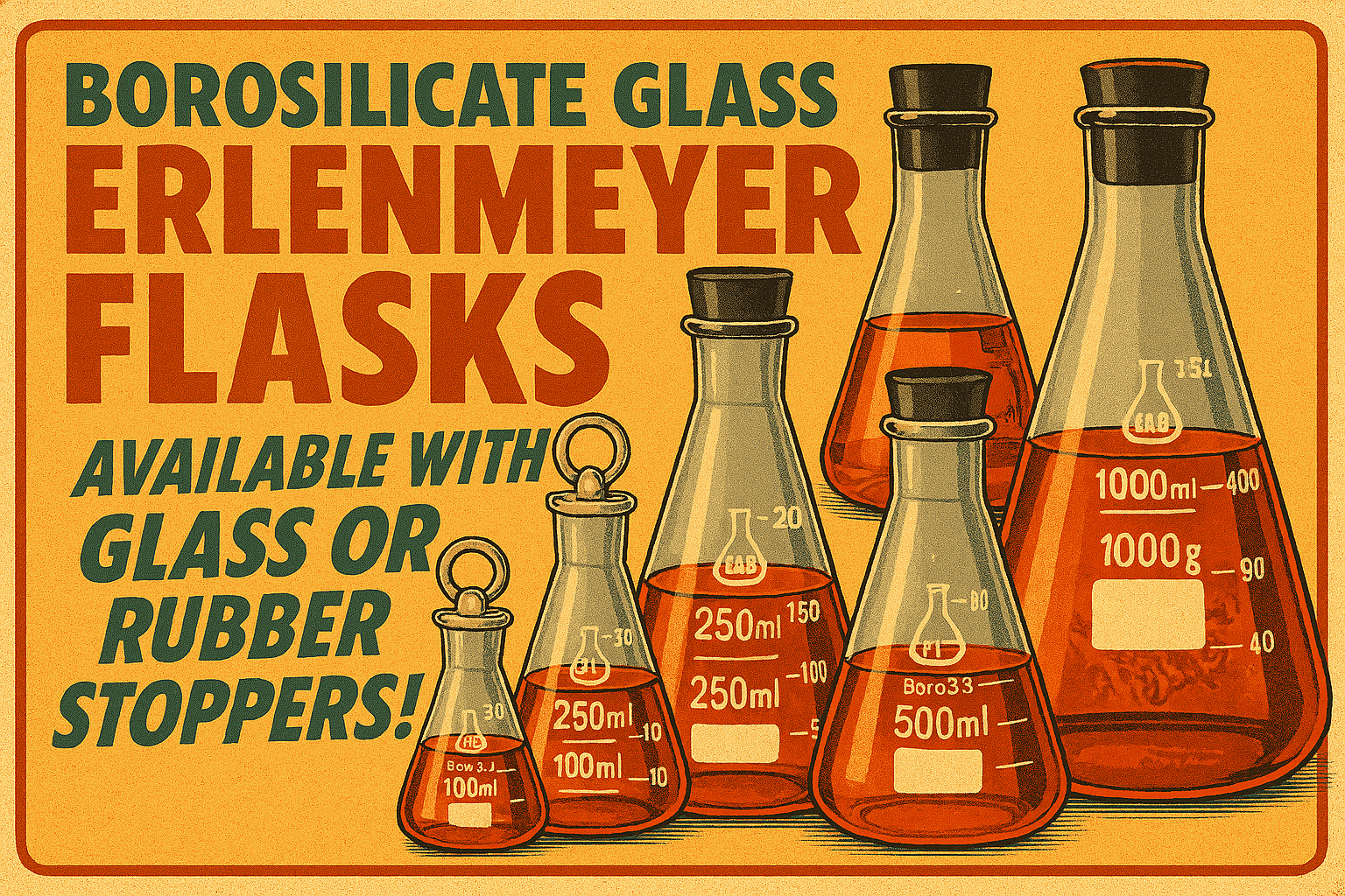 Borosilicate Glass Erlenmeyer Flasks with Stoppers - TN LAB Supply