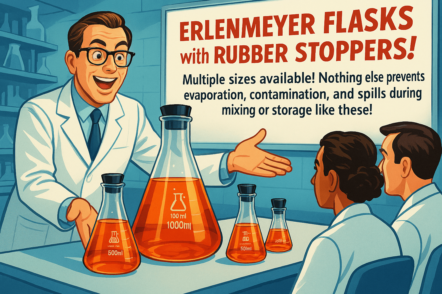 Erlenmeyer Flasks with Rubber Stoppers Multiple Sizes - TN LAB Supply