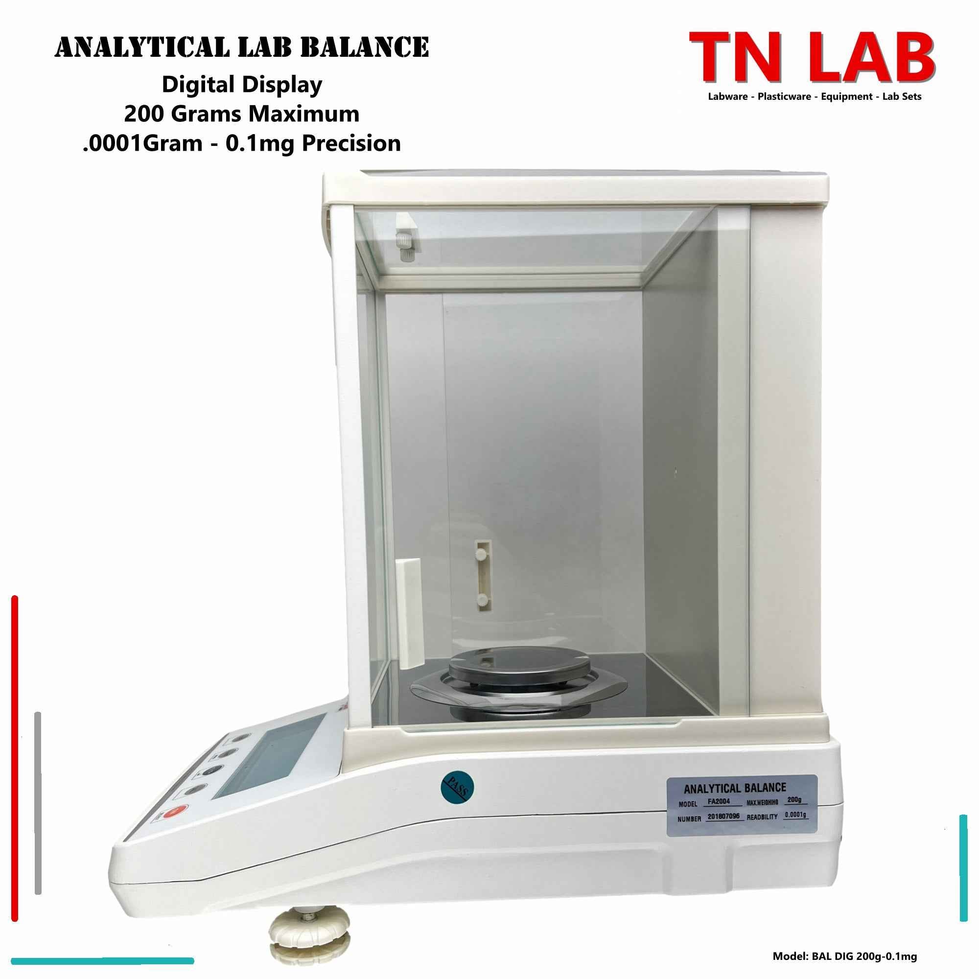 Analytical Balance Digital - 200 grams - 0.0001 gram - 0.1 mg Push Button Control and Display Screen