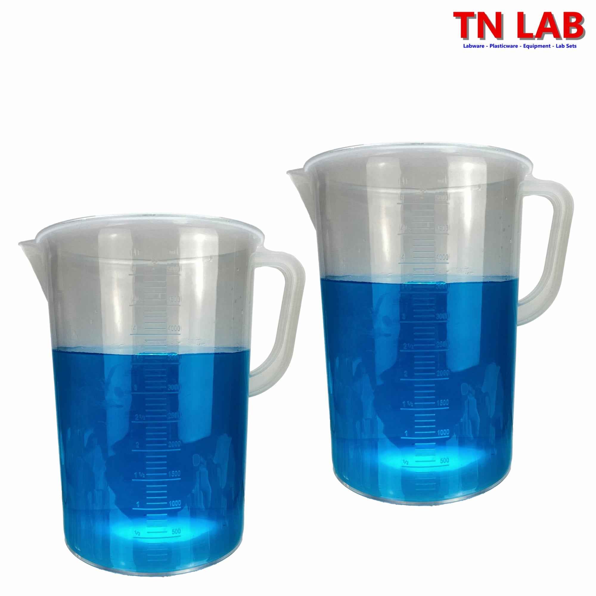 5L Pitcher Beaker "The Beast" Ultra-Strong Handle Polypropylene with Graduations