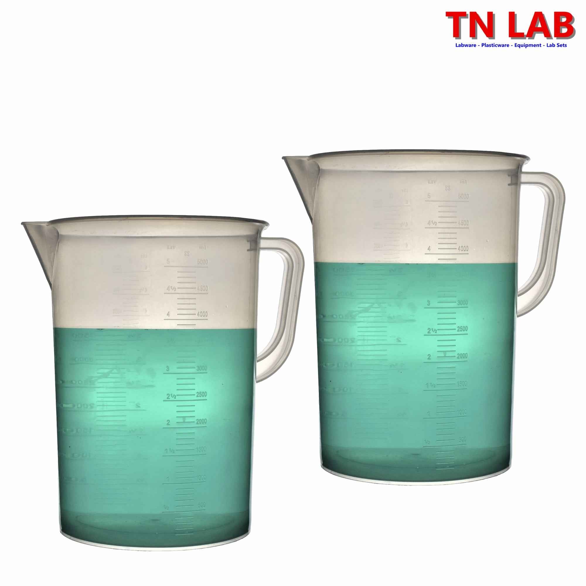 5L Pitcher Beaker "The Beast" Ultra-Strong Handle Polypropylene with Graduations