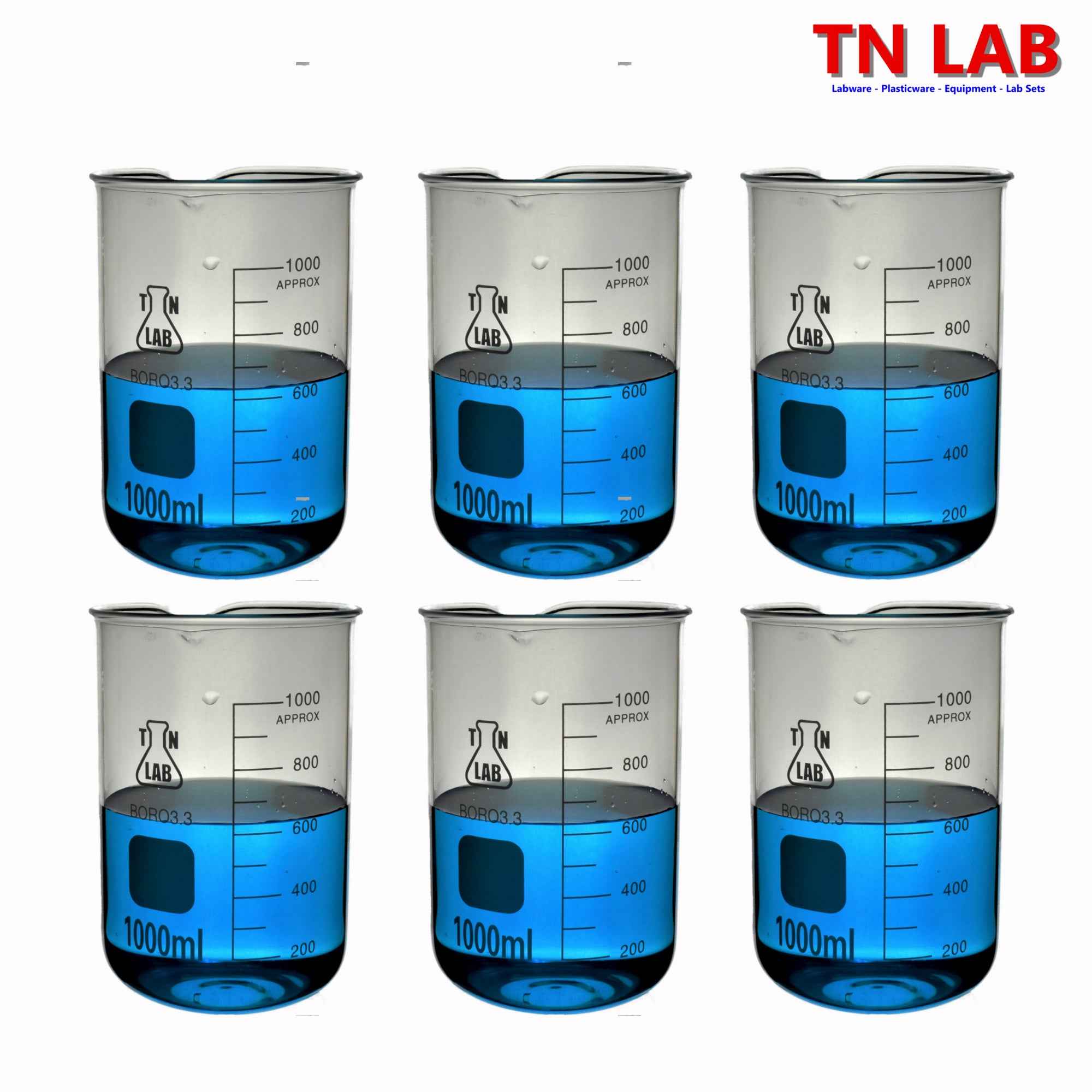 Beaker Borosilicate Glass with Graduations 1000ml 1L