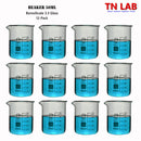TN LAB Supply Beaker 50ml Thick-Wall Borosilicate 3.3 Glass 12-Pack
