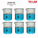TN LAB Supply Beaker 50ml Thick-Wall Borosilicate 3.3 Glass 6-Pack
