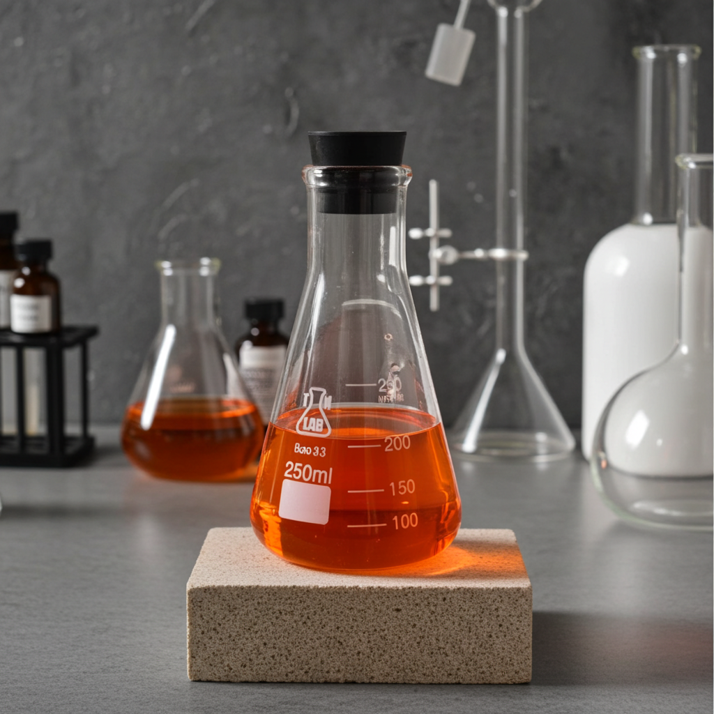 Erlenmeyer Flask Borosilicate 3.3 Glass 250ml w-Rubber Stopper