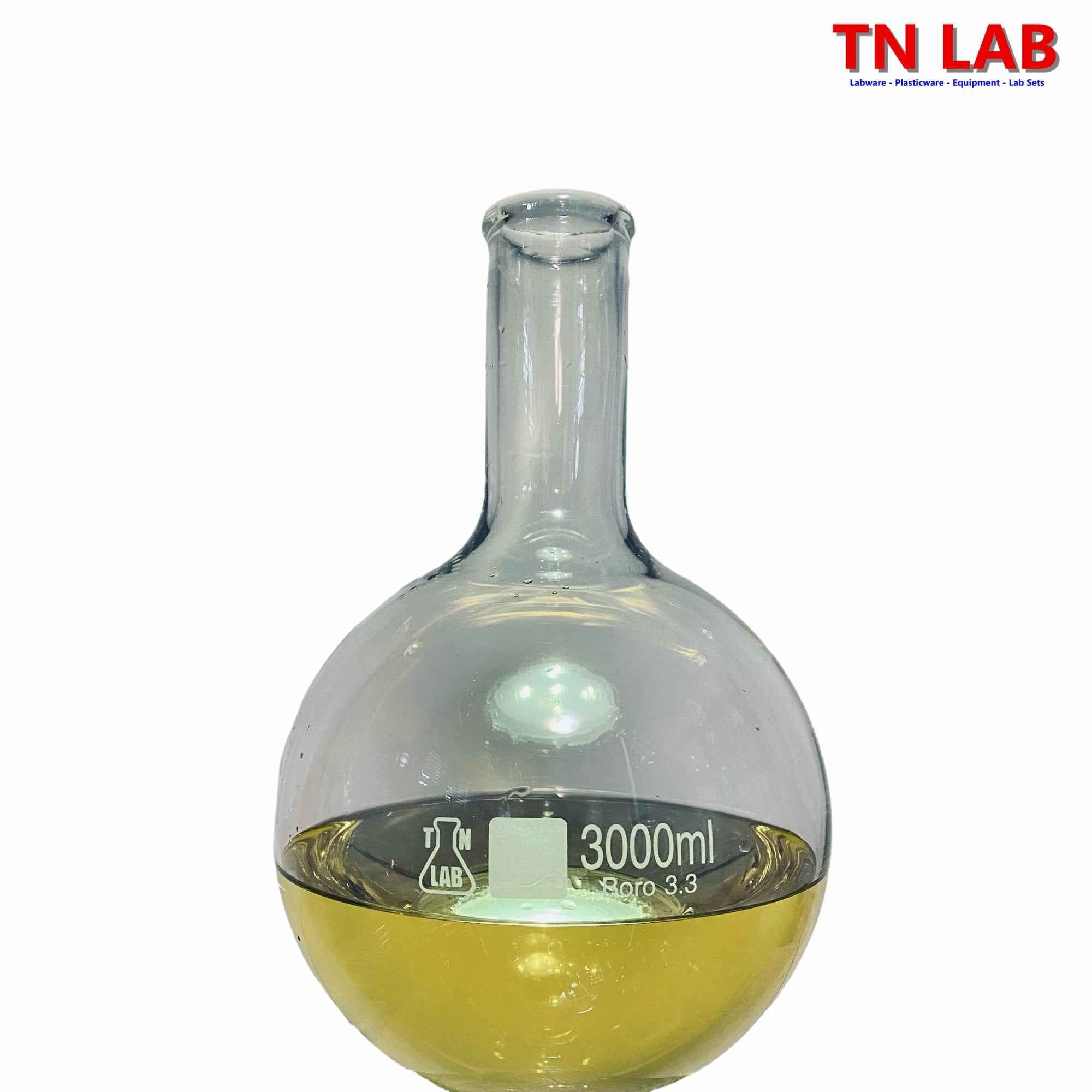 Flat Bottom Boiling Flask Florence Flask Borosilicate Glass 3000ml 3L with Rubber Stopper