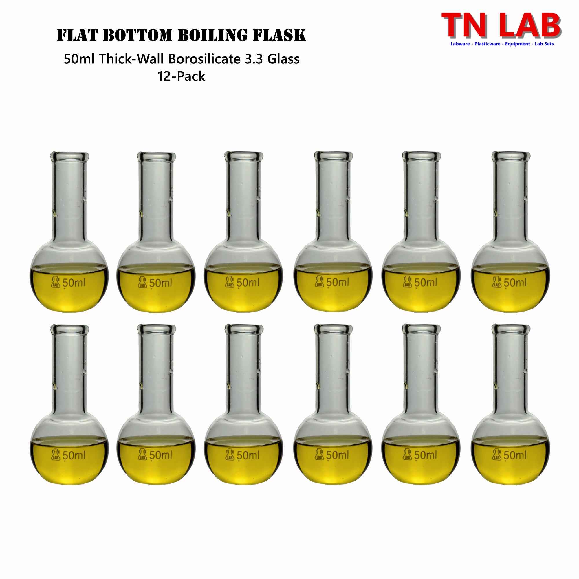 Flat Bottom Boiling Flask Florence Flask Borosilicate Glass 50ml