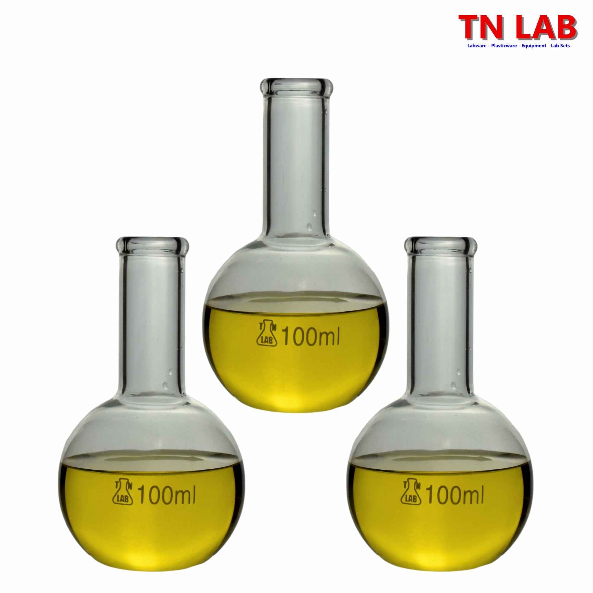 Flat Bottom Boiling Flask Florence Flask Borosilicate Glass 100ml 3-Pack & 6-Pack