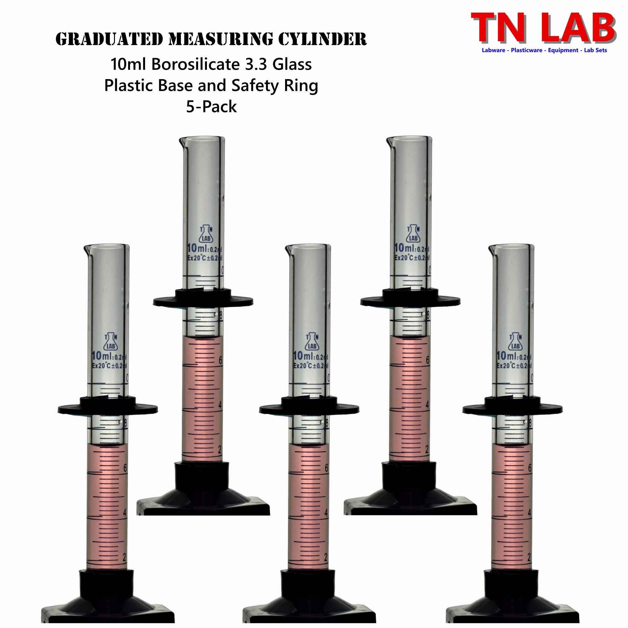 Measuring Cylinder 10ml Class A Borosilicate Glass with Plastic Base