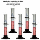 TN LAB Supply 25ml Graduated Measuring Cylinder Borosilicate 3.3 Glass 5-Pack
