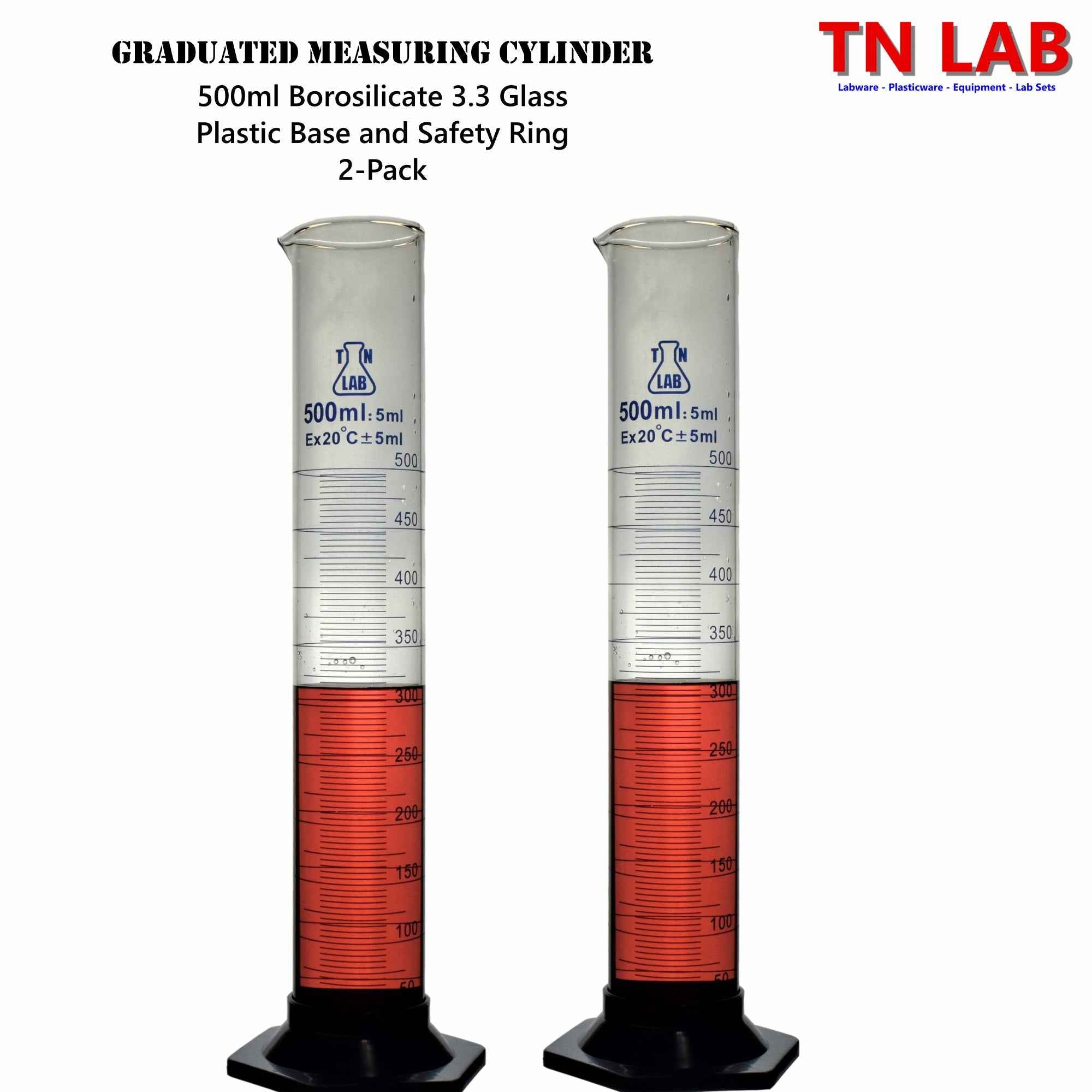 Measuring Cylinder 500ml Class A Borosilicate Glass with Plastic Base
