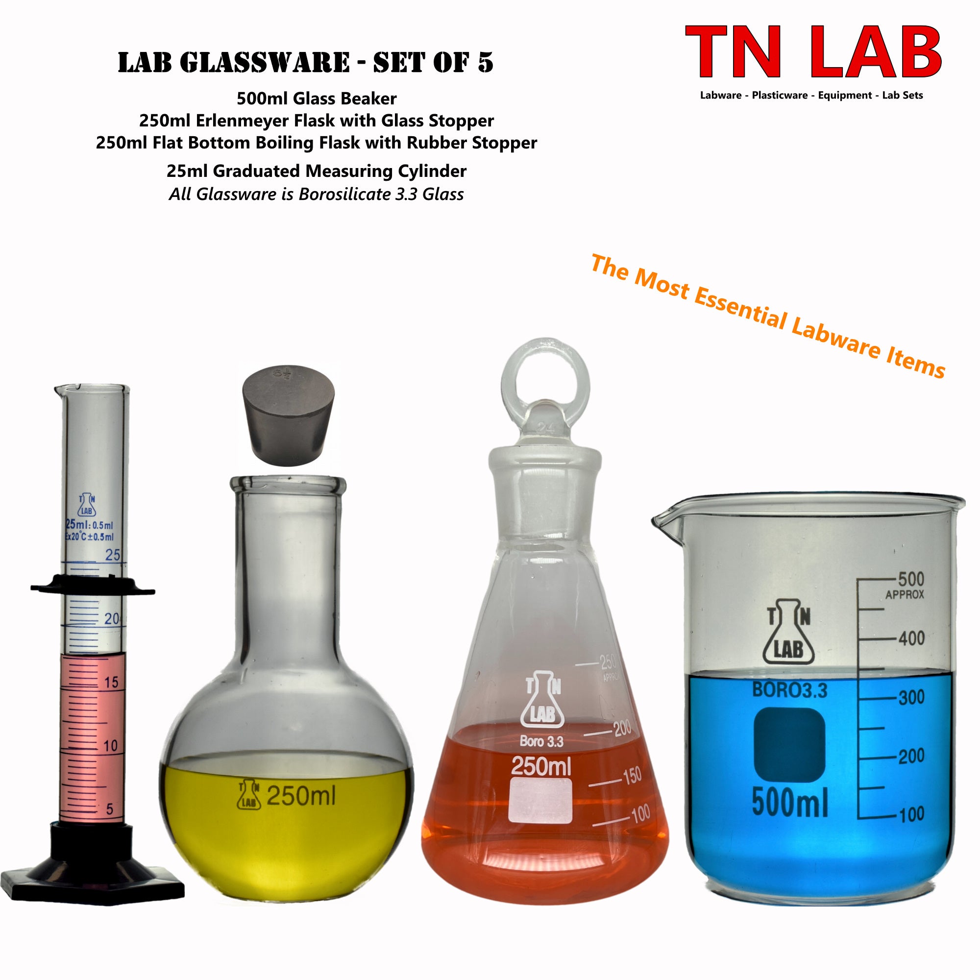 TN LAB Chemistry Science 6-Piece Labware SET