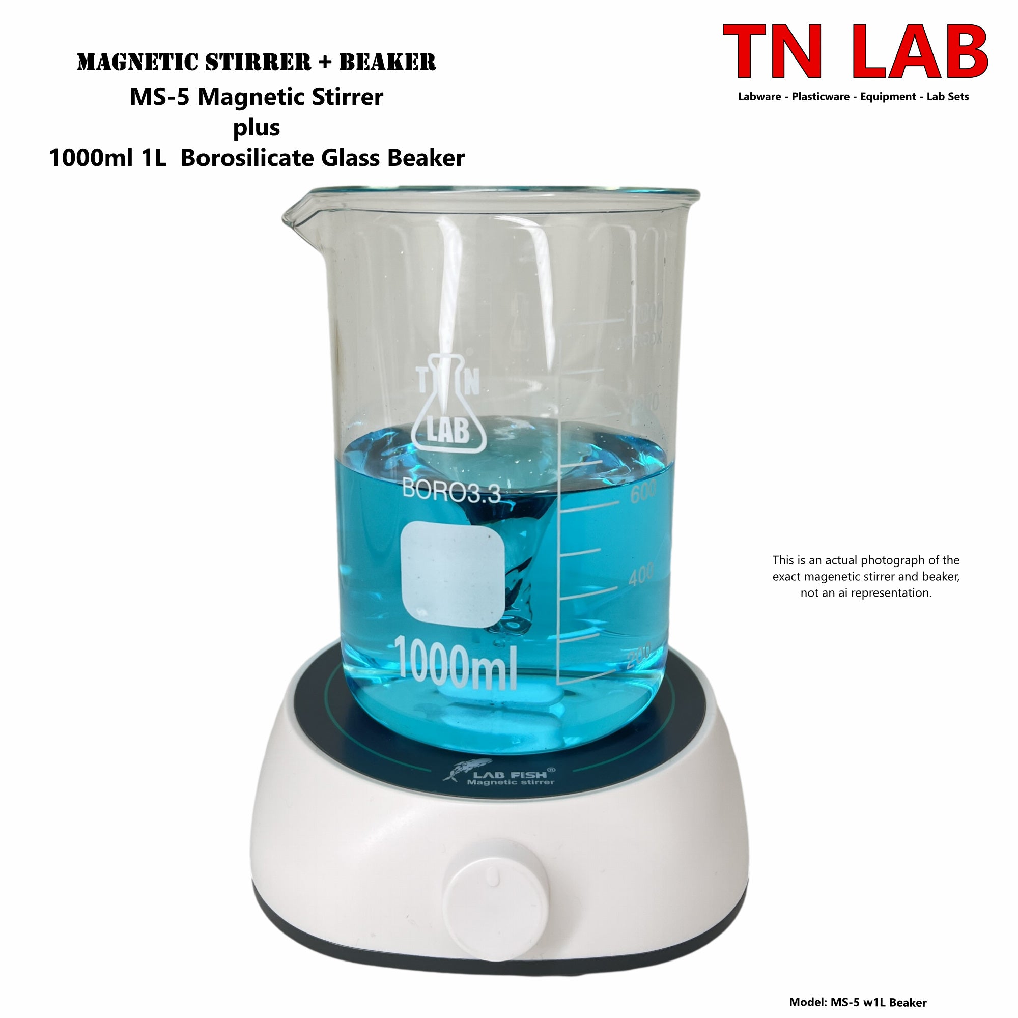 TN LAB Supply MS-5 Magnetic Stirrer and 1 Liter Beaker Set