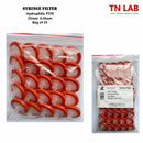 TN LAB Supply Syringe Filter 25mm Diameter Hydrophilic PTFE Pore Size 0.45um Bag of 25