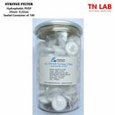 TN LAB Supply Syringe Filter 25mm Diameter Hydrophobic PVDF Pore Size 0.22um Can of 25