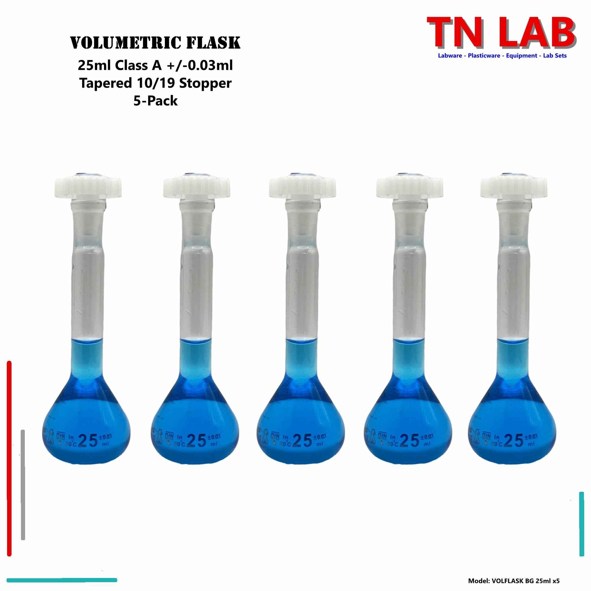 Volumetric Flask 25ml Borosilicate Glass Class A Precision ISO 1042