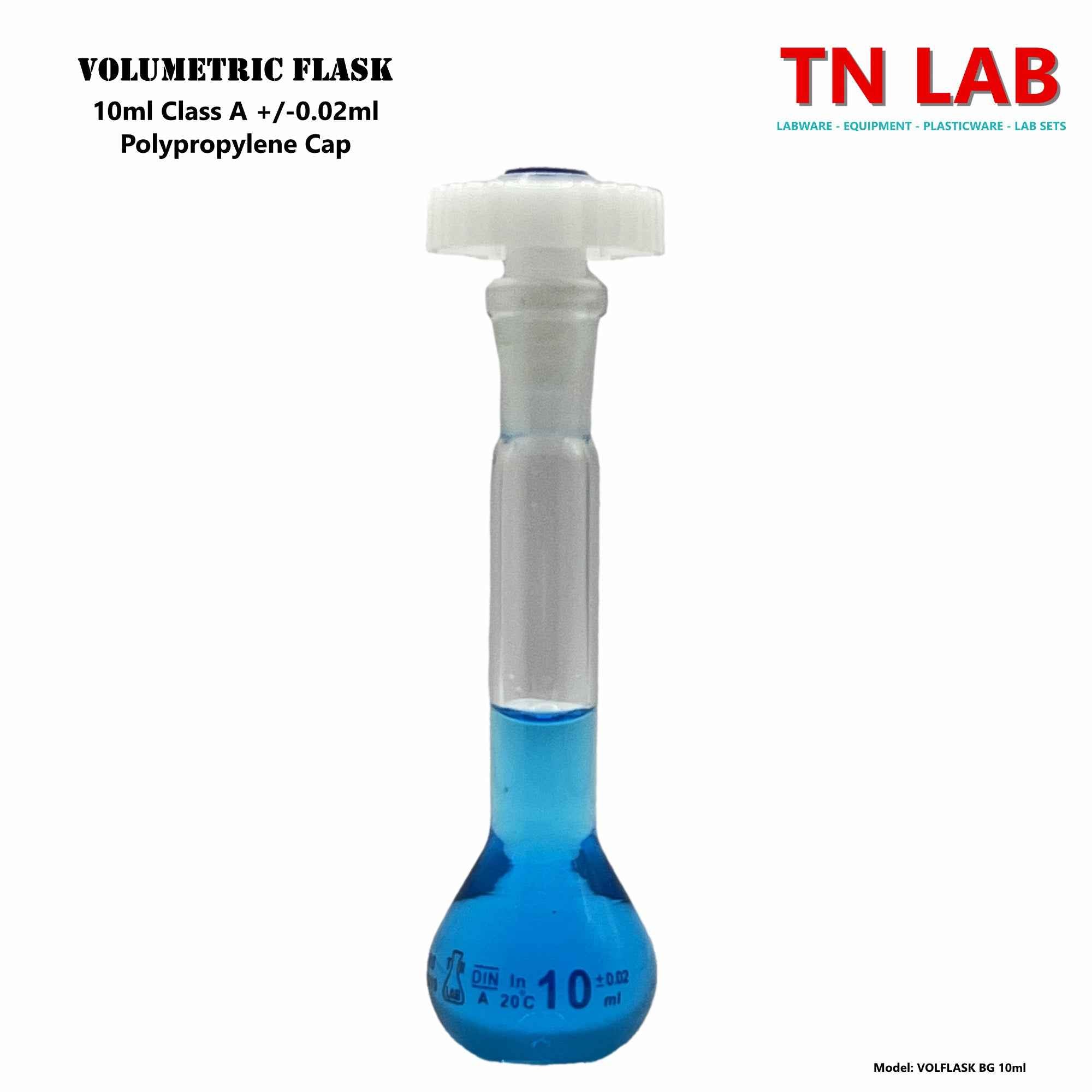 Volumetric Flask 10ml Borosilicate Glass Class A Precision ISO 1042