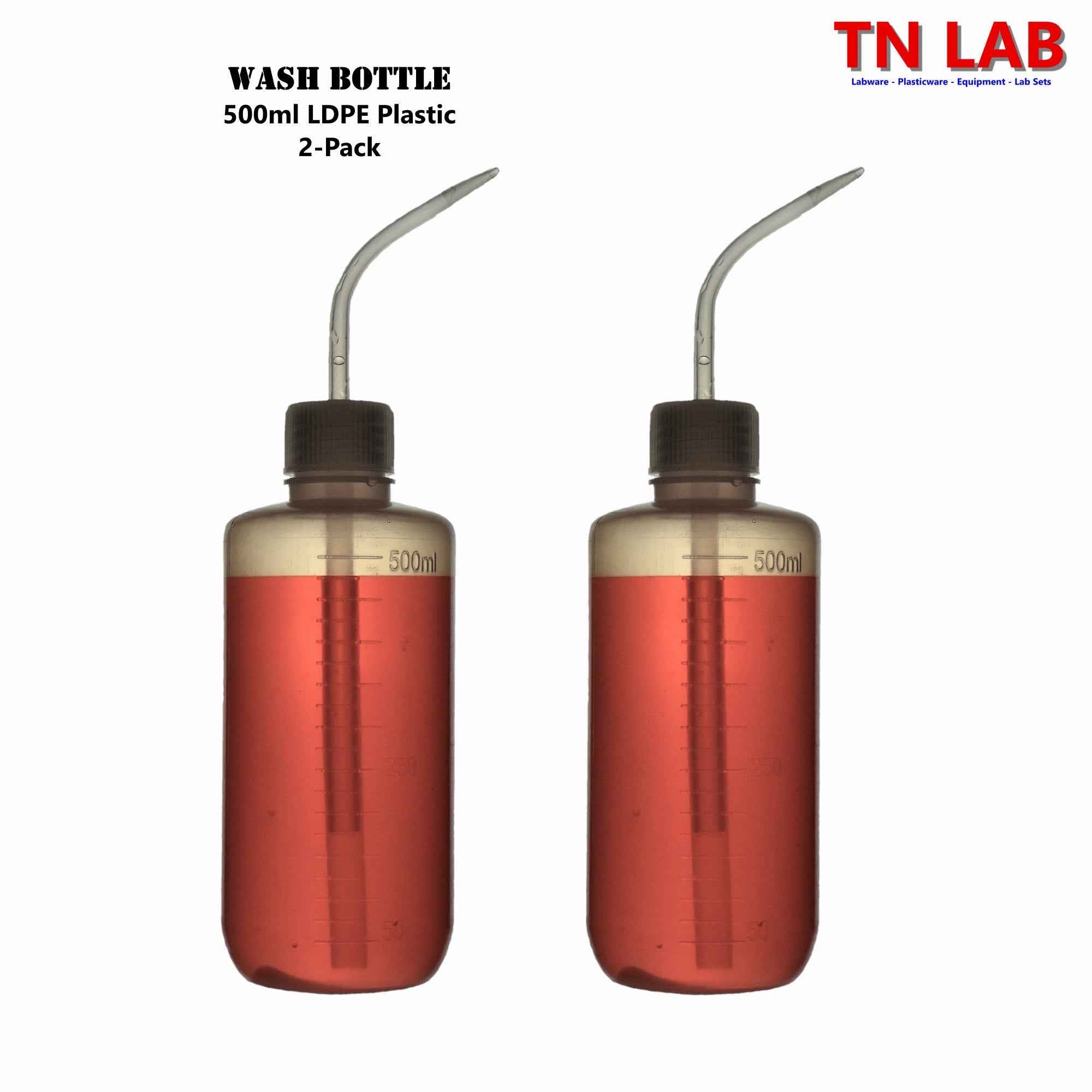 Wash Bottle 500ml LDPE Lab Flask Cleaning Spray Bottle 2-Pack or 6-Pack
