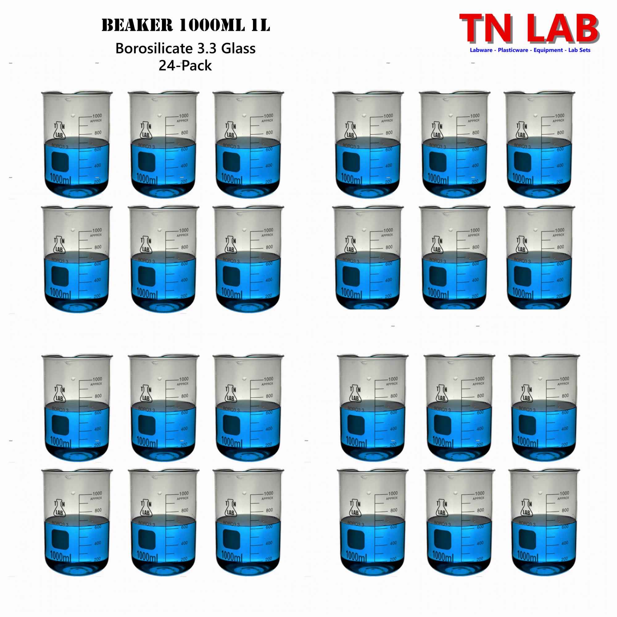 Beaker Borosilicate Glass with Graduations 1000ml 1L - TN LAB Supply