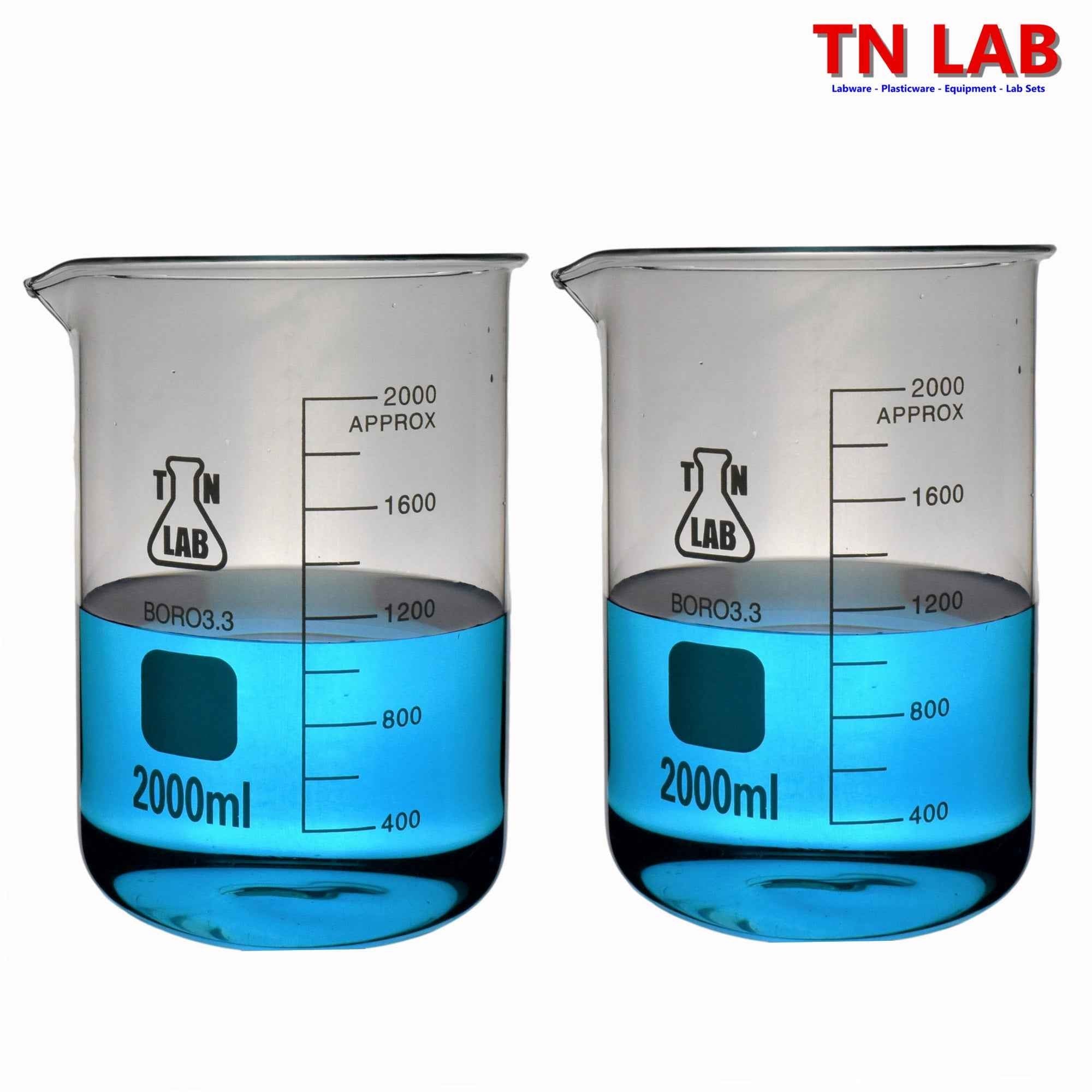 Beaker Borosilicate Glass with Graduations 2,000ml 2L - TN LAB Supply