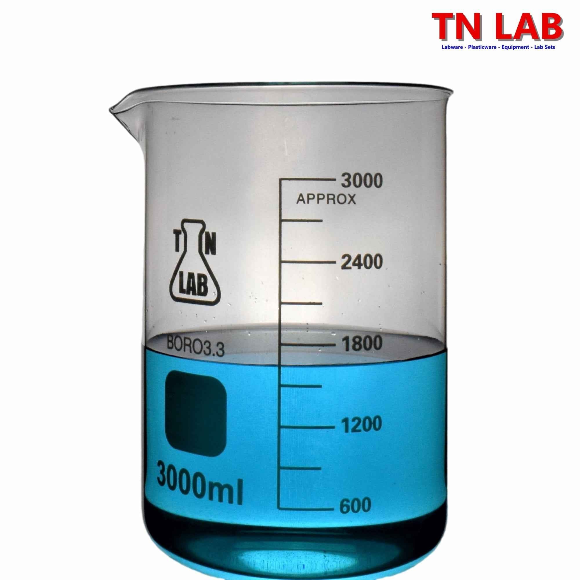 Beaker Borosilicate Glass with Graduations 3,000ml 3L - TN LAB Supply