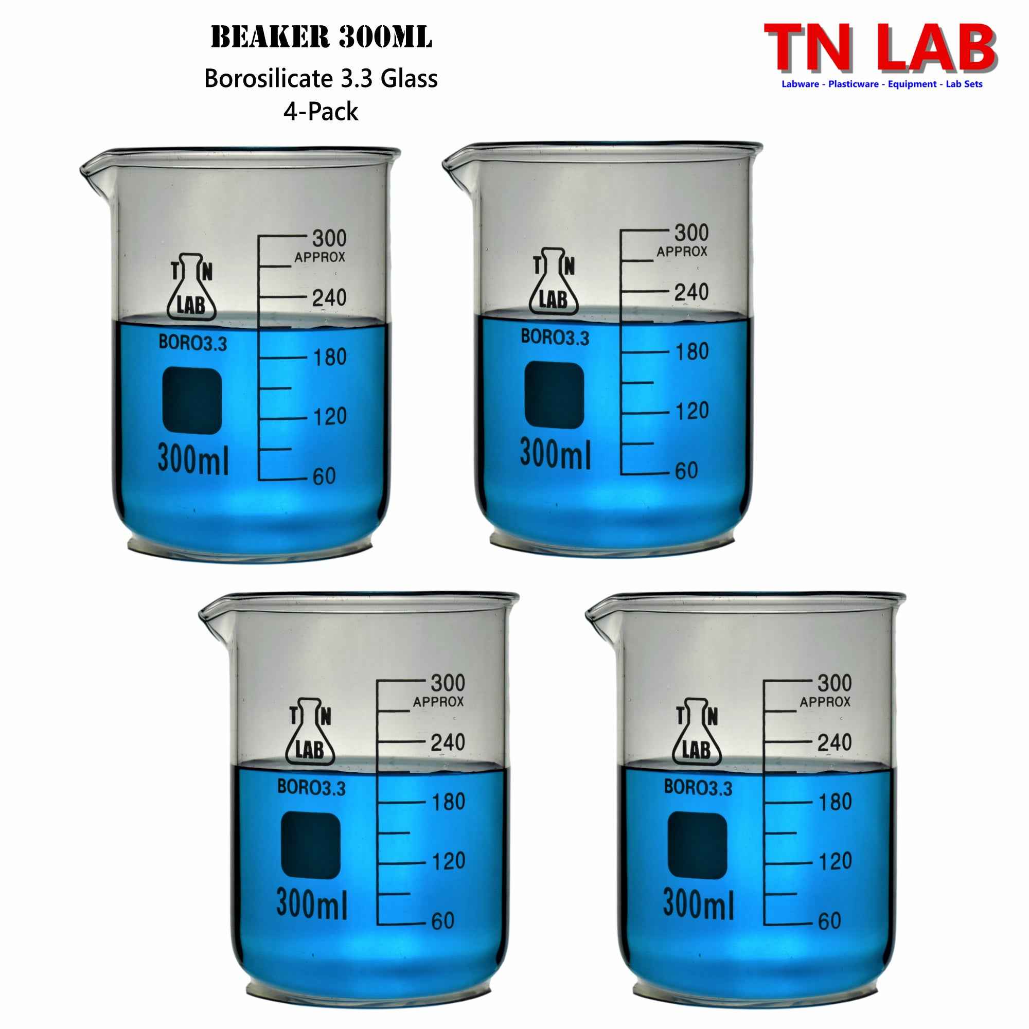 Beaker Borosilicate Glass with Graduations 300ml - TN LAB Supply