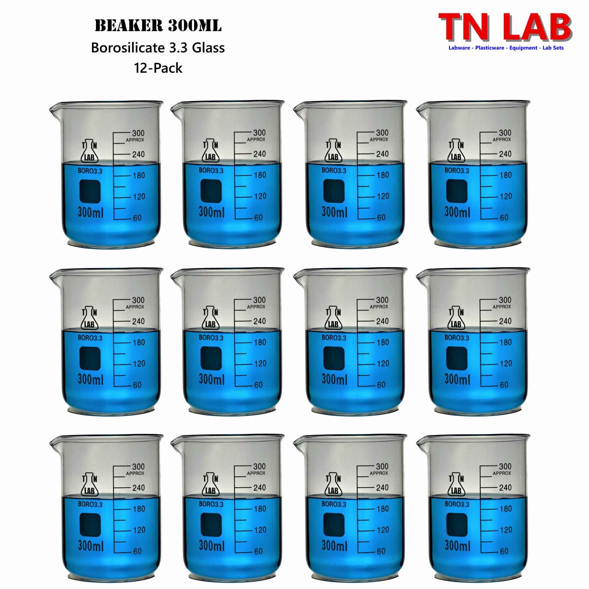 Beaker Borosilicate Glass with Graduations 300ml - TN LAB Supply
