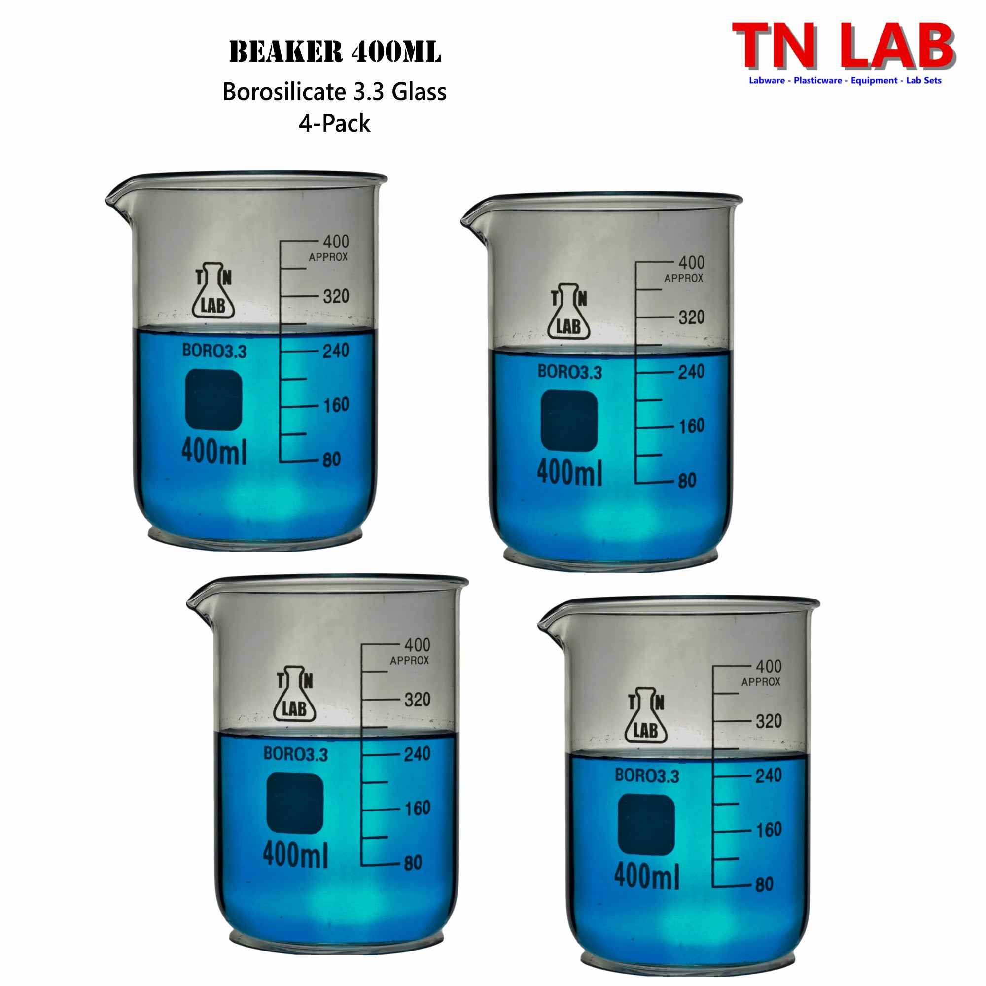 Beaker Borosilicate Glass with Graduations 400ml - TN LAB Supply