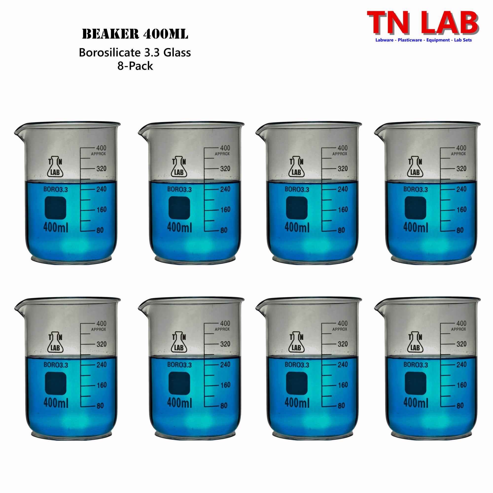 Beaker Borosilicate Glass with Graduations 400ml - TN LAB Supply