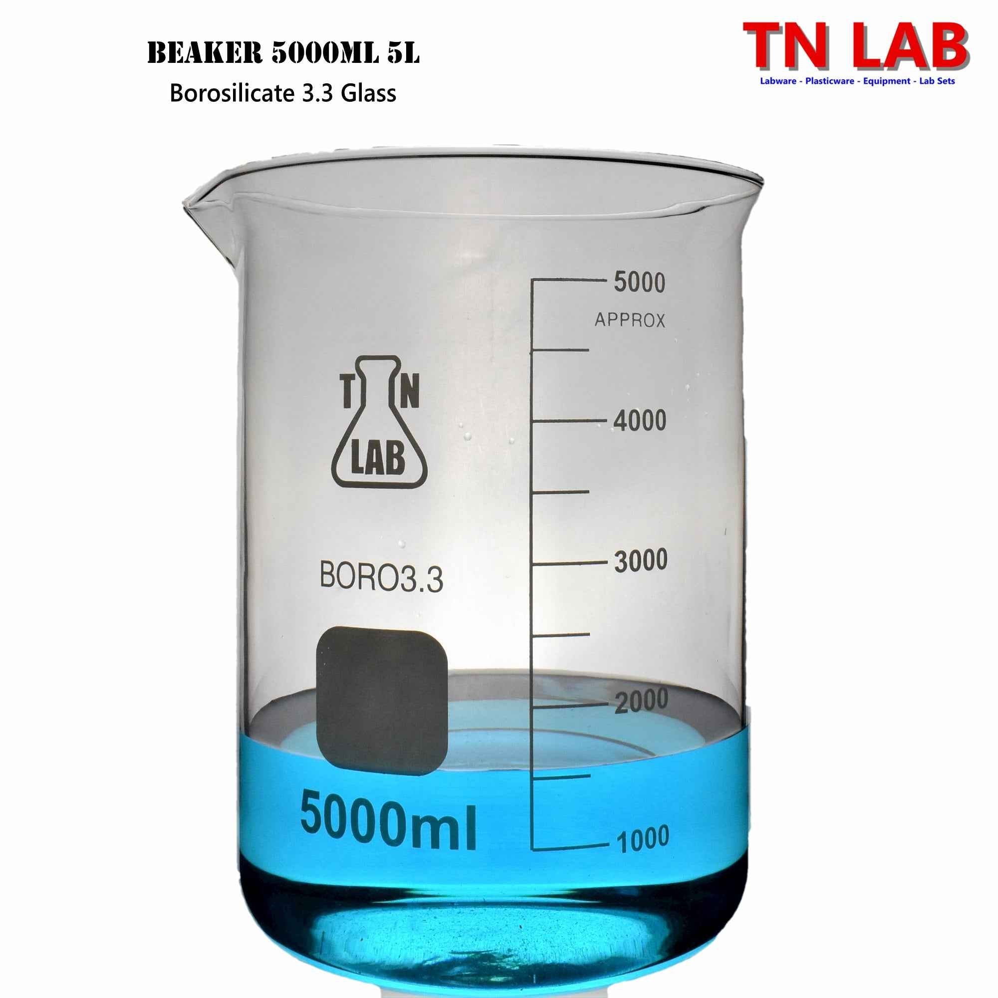 Beaker Borosilicate Glass with Graduations 5,000ml 5L - TN LAB Supply