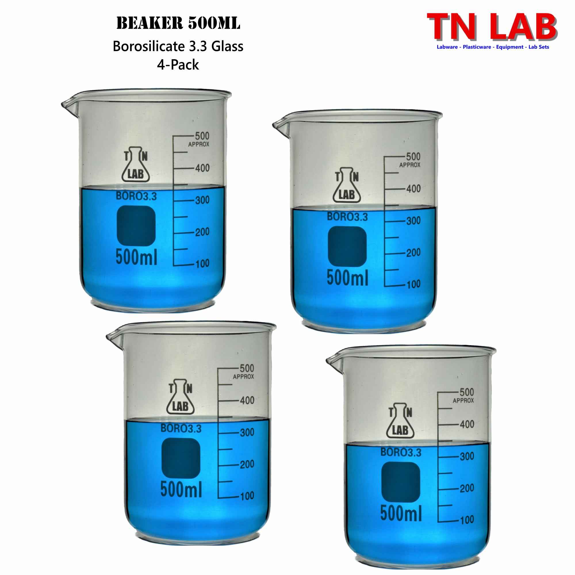 Beaker Borosilicate Glass with Graduations 500ml - TN LAB Supply