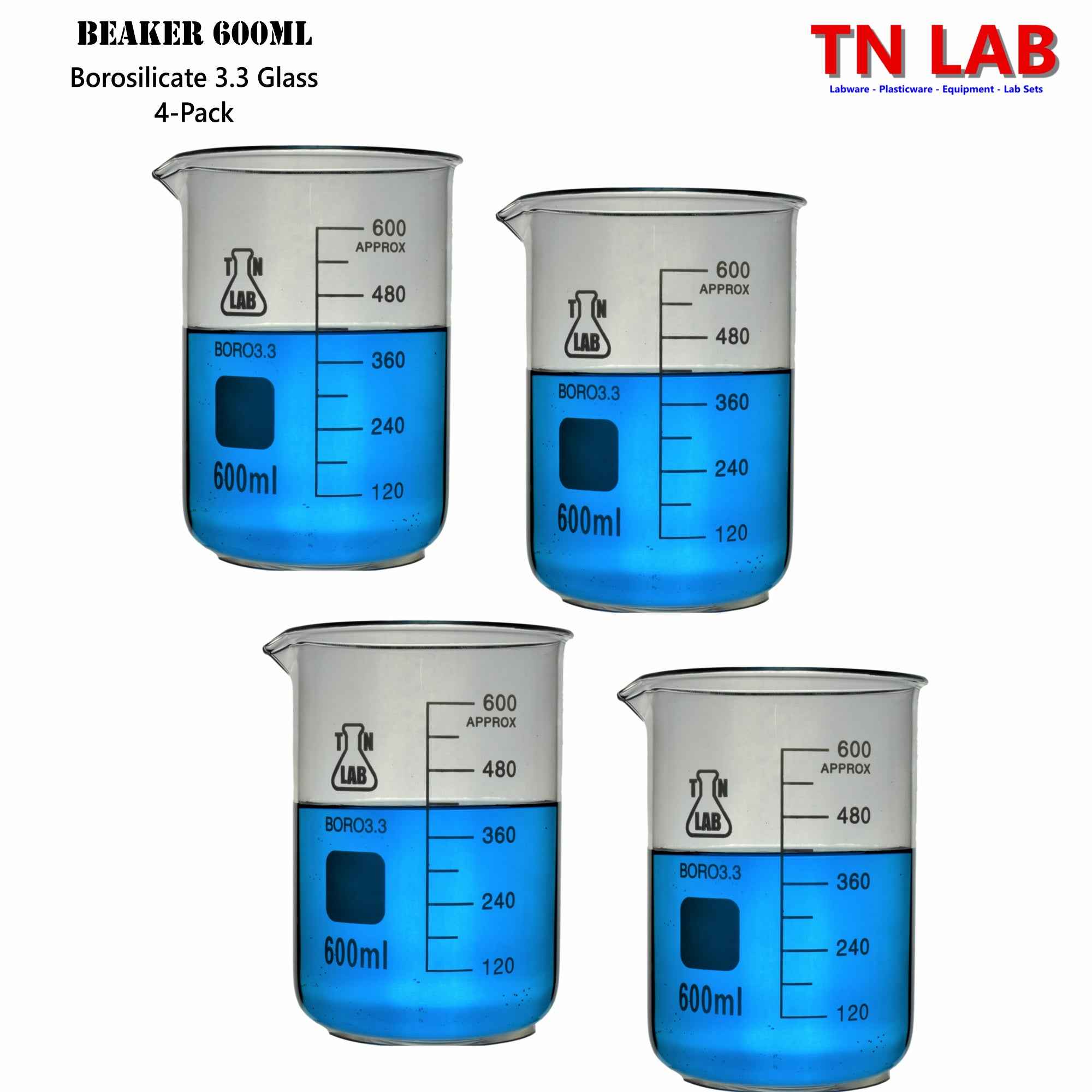 Beaker Borosilicate Glass with Graduations 600ml - TN LAB Supply