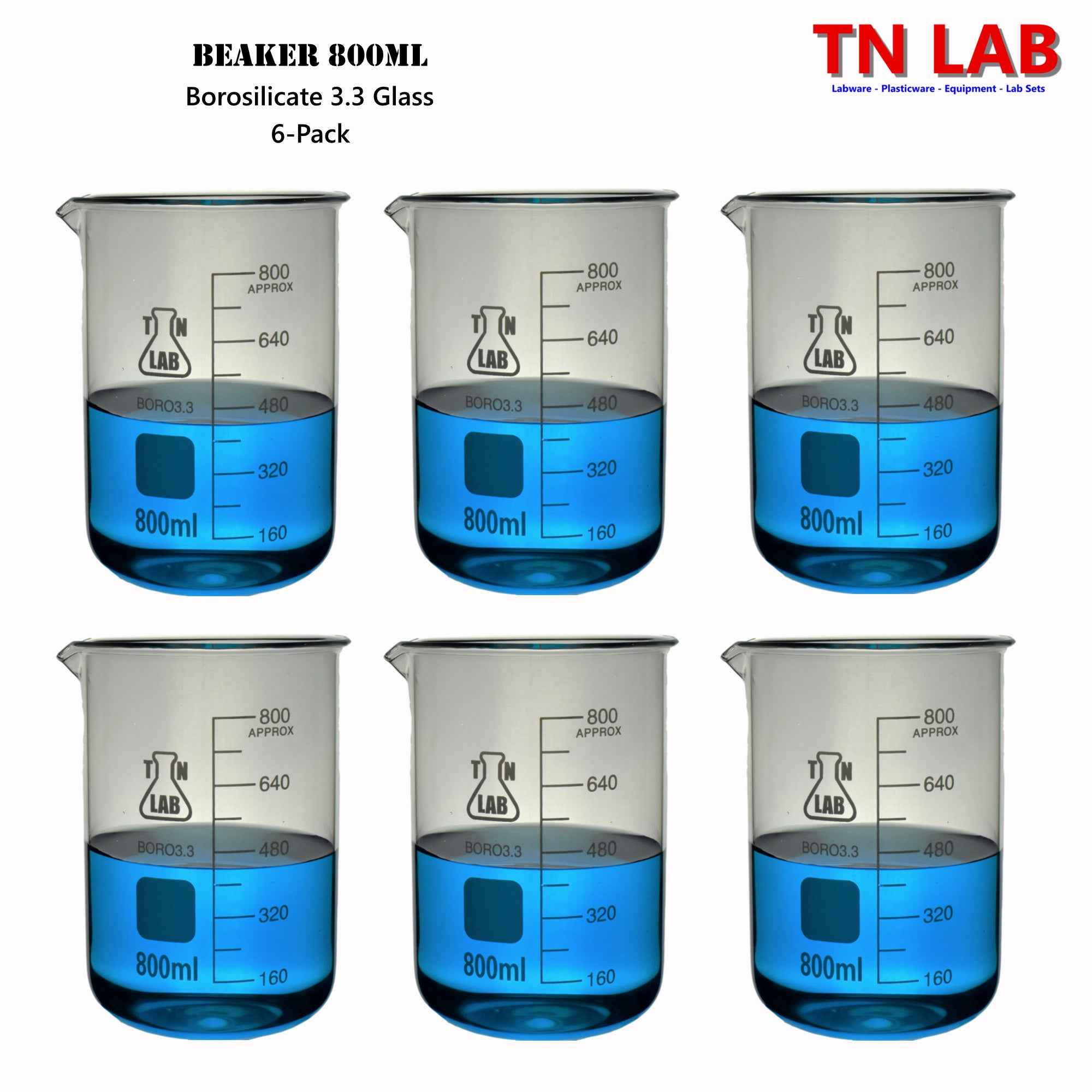 Beaker Borosilicate Glass with Graduations 800ml - TN LAB Supply