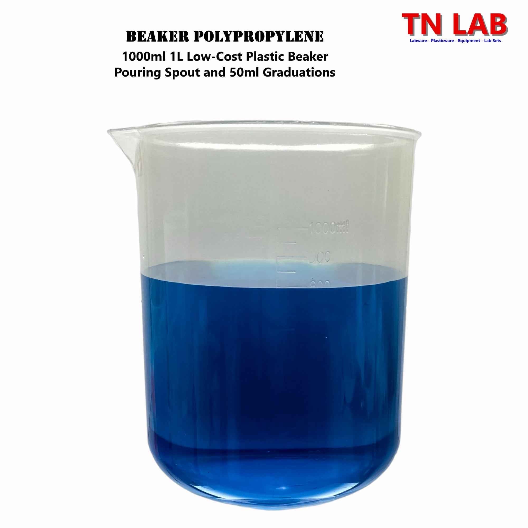 Beaker Low - Cost Polypropylene Plastic 1000ml - TN LAB Supply