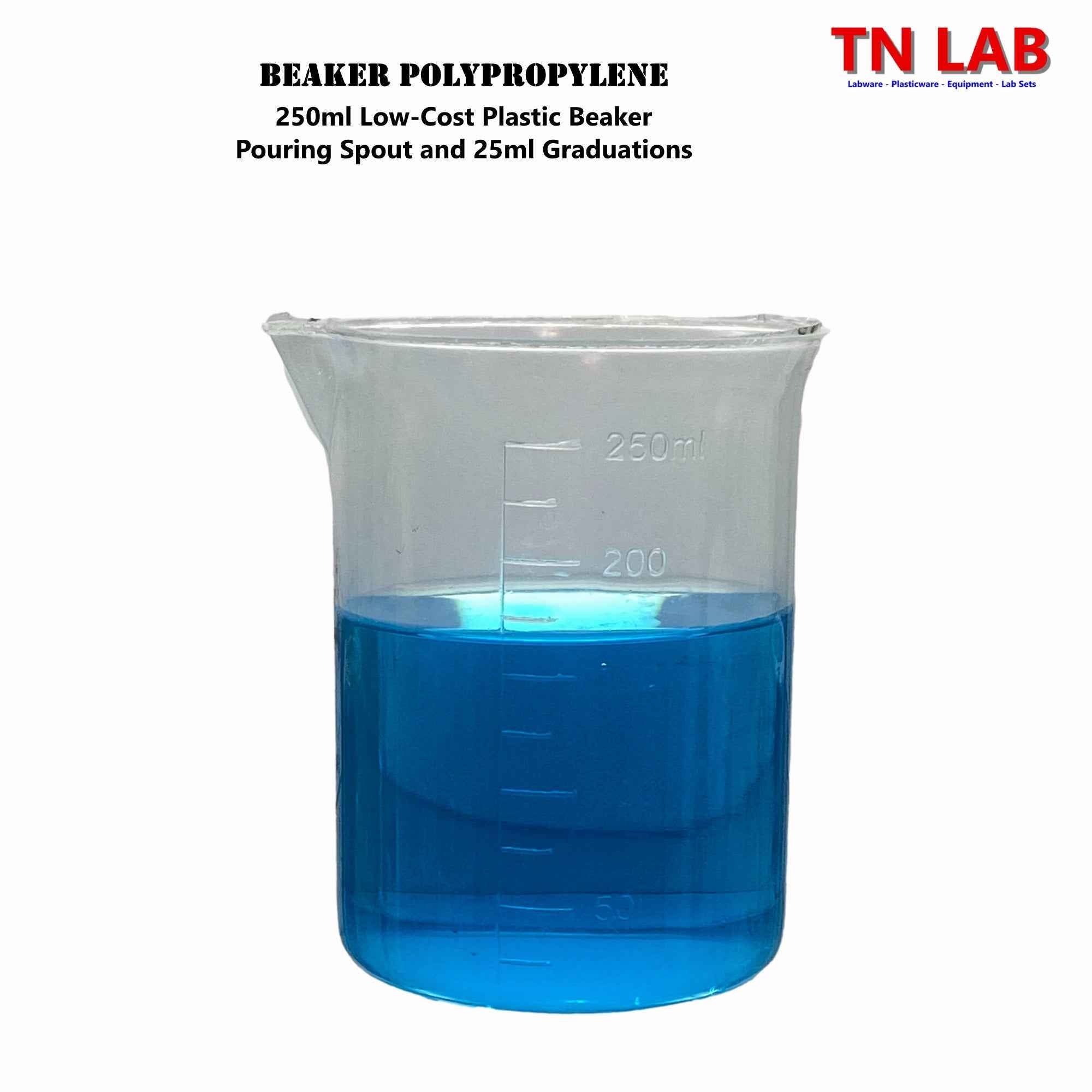 Beaker Low - Cost Polypropylene Plastic 250ml - TN LAB Supply