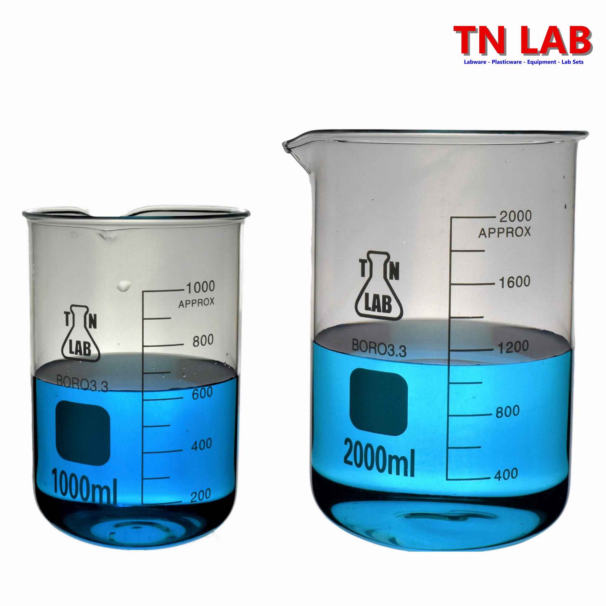 Beaker Set Borosilicate Glass 2 - Piece Beaker SET 1L and 2L Beaker - TN LAB Supply