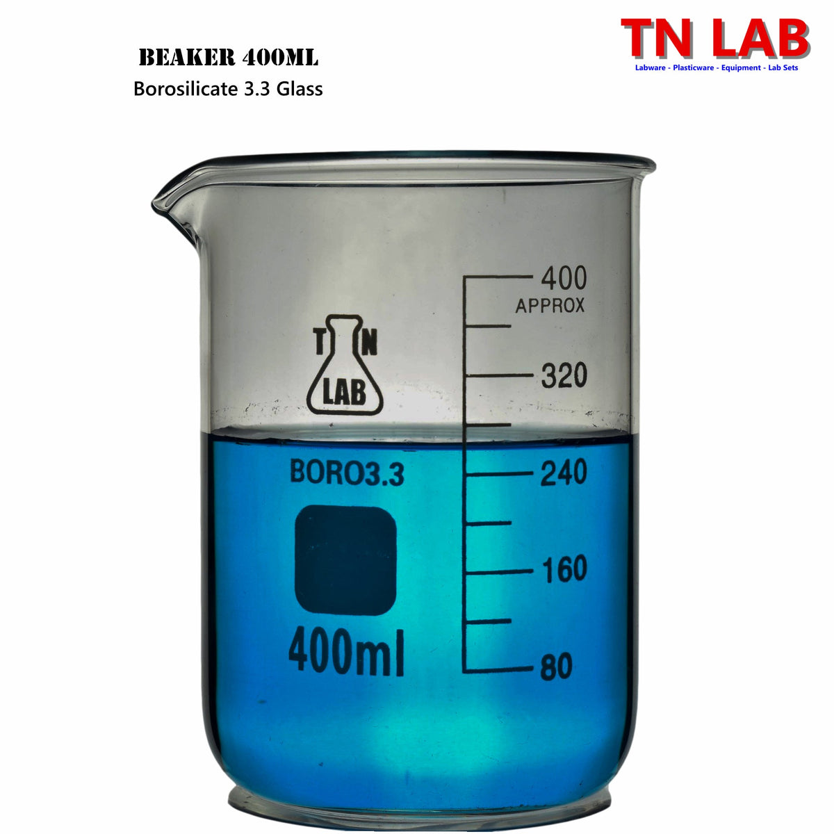 Beaker Set Borosilicate Glass 5-Piece 100s SET 100ml-200ml-300ml-400ml-500ml - TN LAB