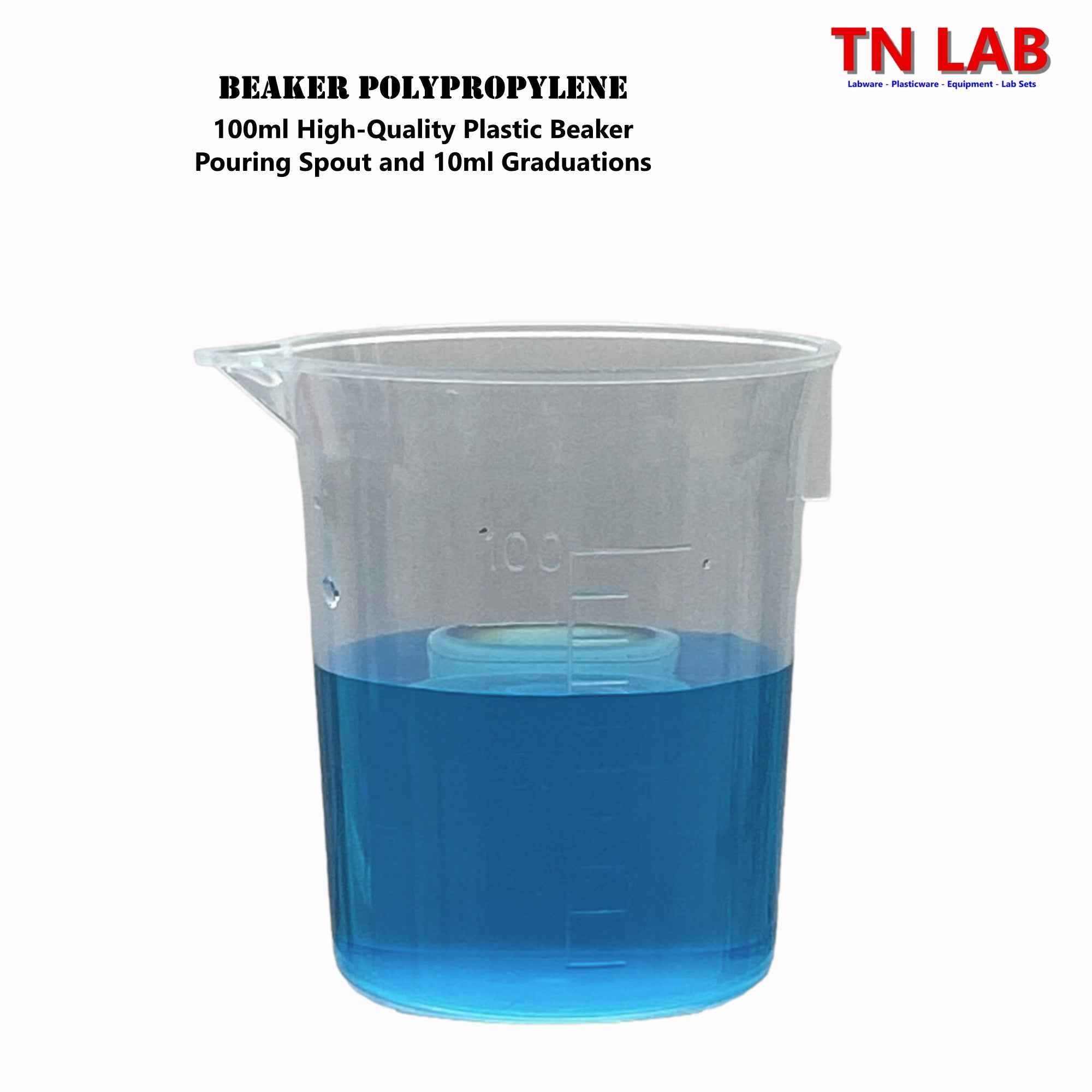 Beaker Set Lab - Quality Polypropylene Plastic Set of 4 Beakers (100 - 200 - 300 - 500) - TN LAB Supply