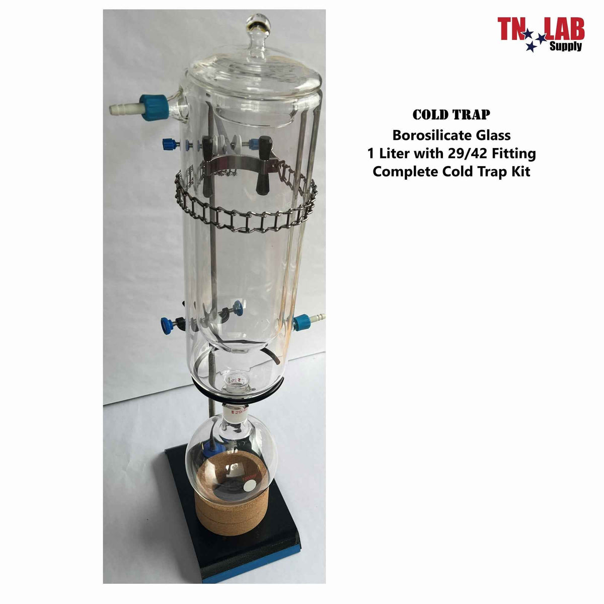 Cold Trap Dewar Style Large 1000ml 1L for Dry Ice with Ring Stand Complete Set - TN LAB Supply