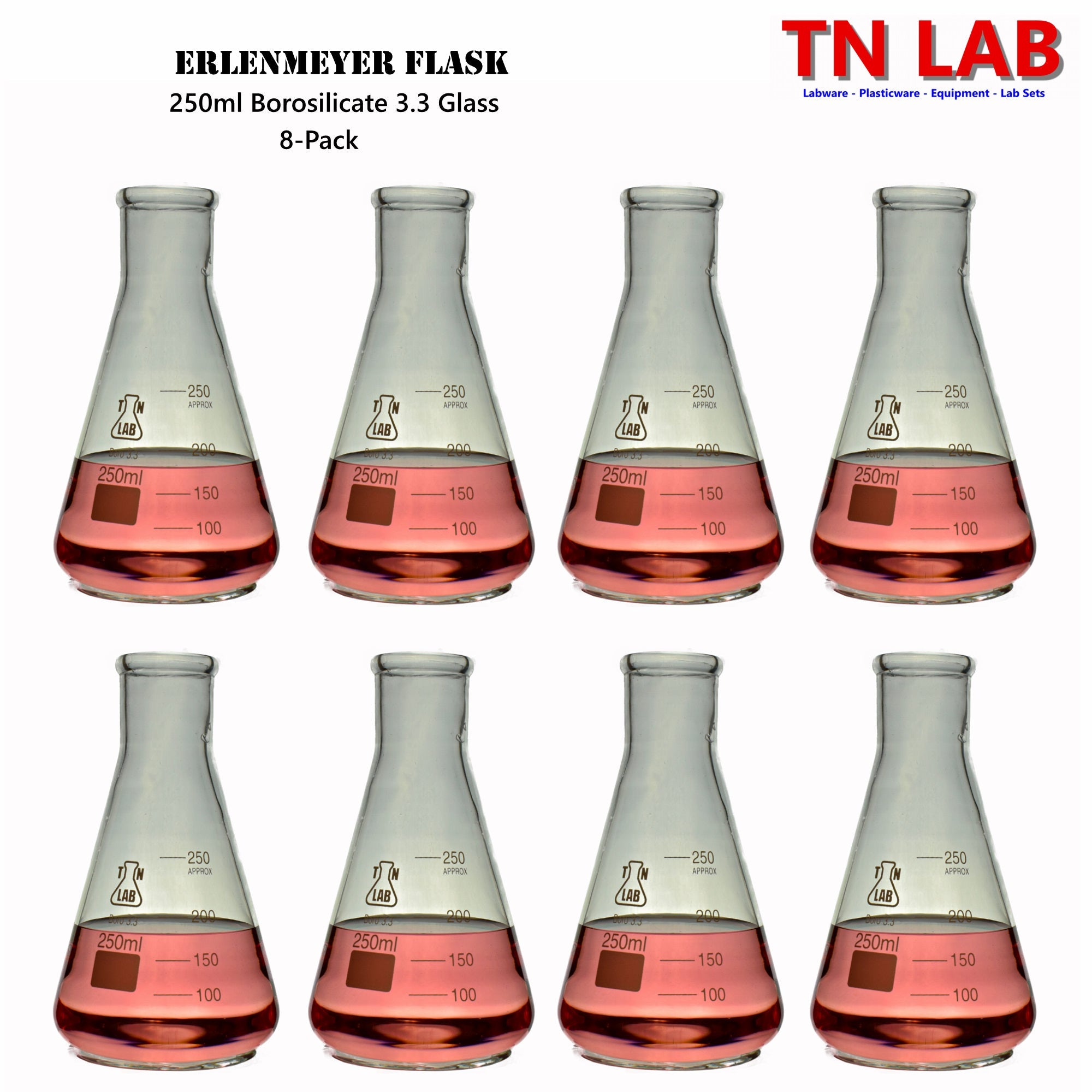 Erlenmeyer Flask Borosilicate Glass Conical Flask 250ml - TN LAB