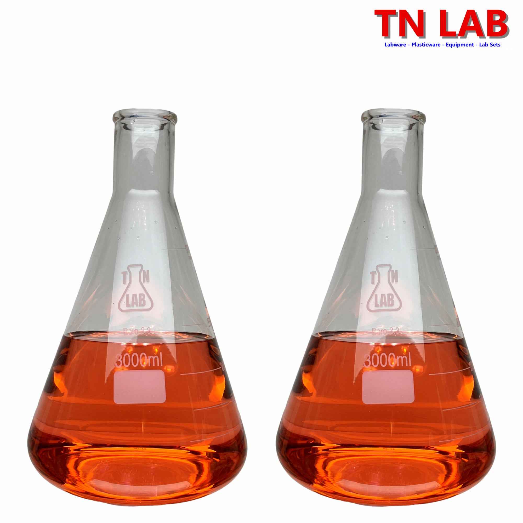 Erlenmeyer Flask Borosilicate Glass Conical Flask 3000ml 3L - TN LAB Supply