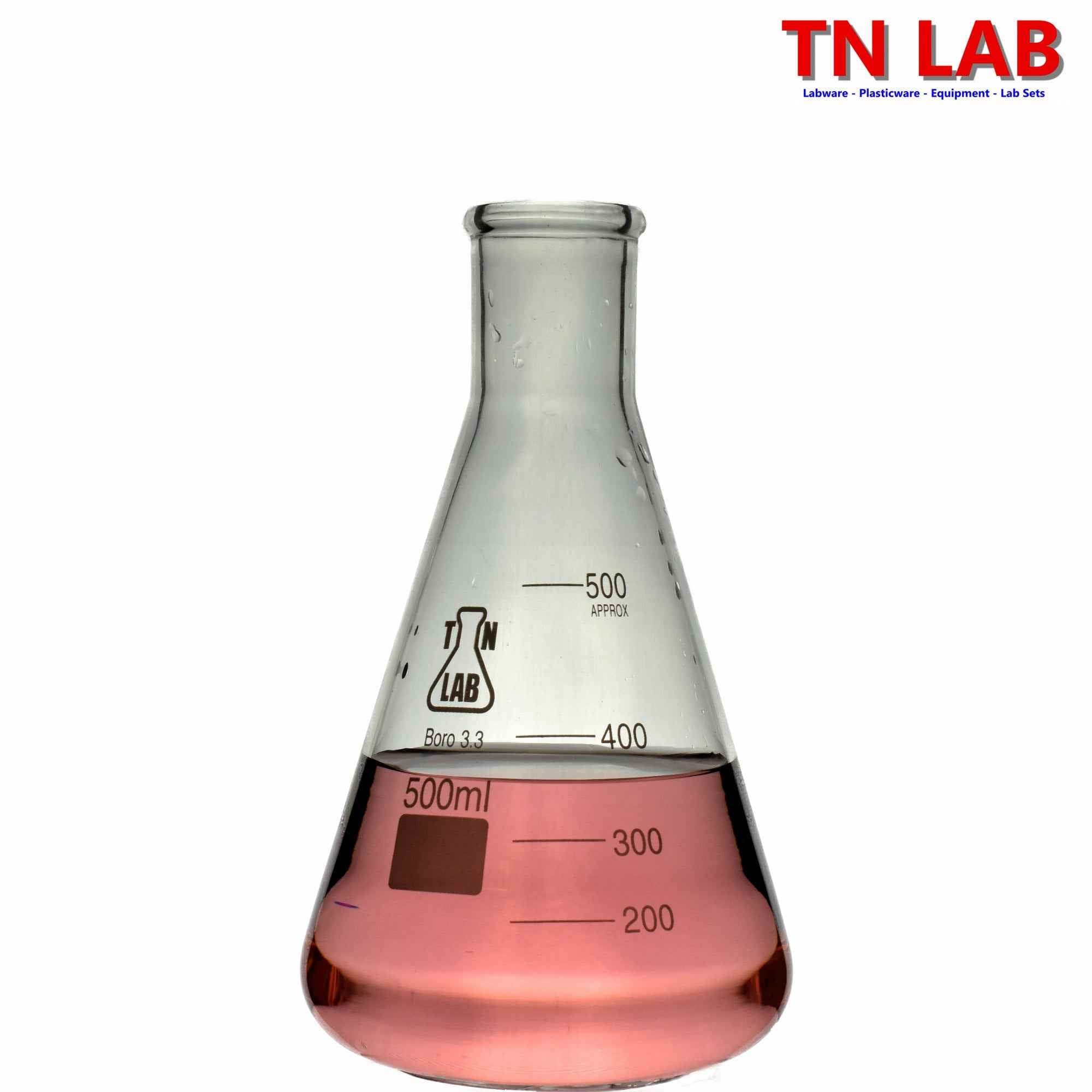 Erlenmeyer Flask Borosilicate Glass Conical Flask 500ml - TN LAB Supply