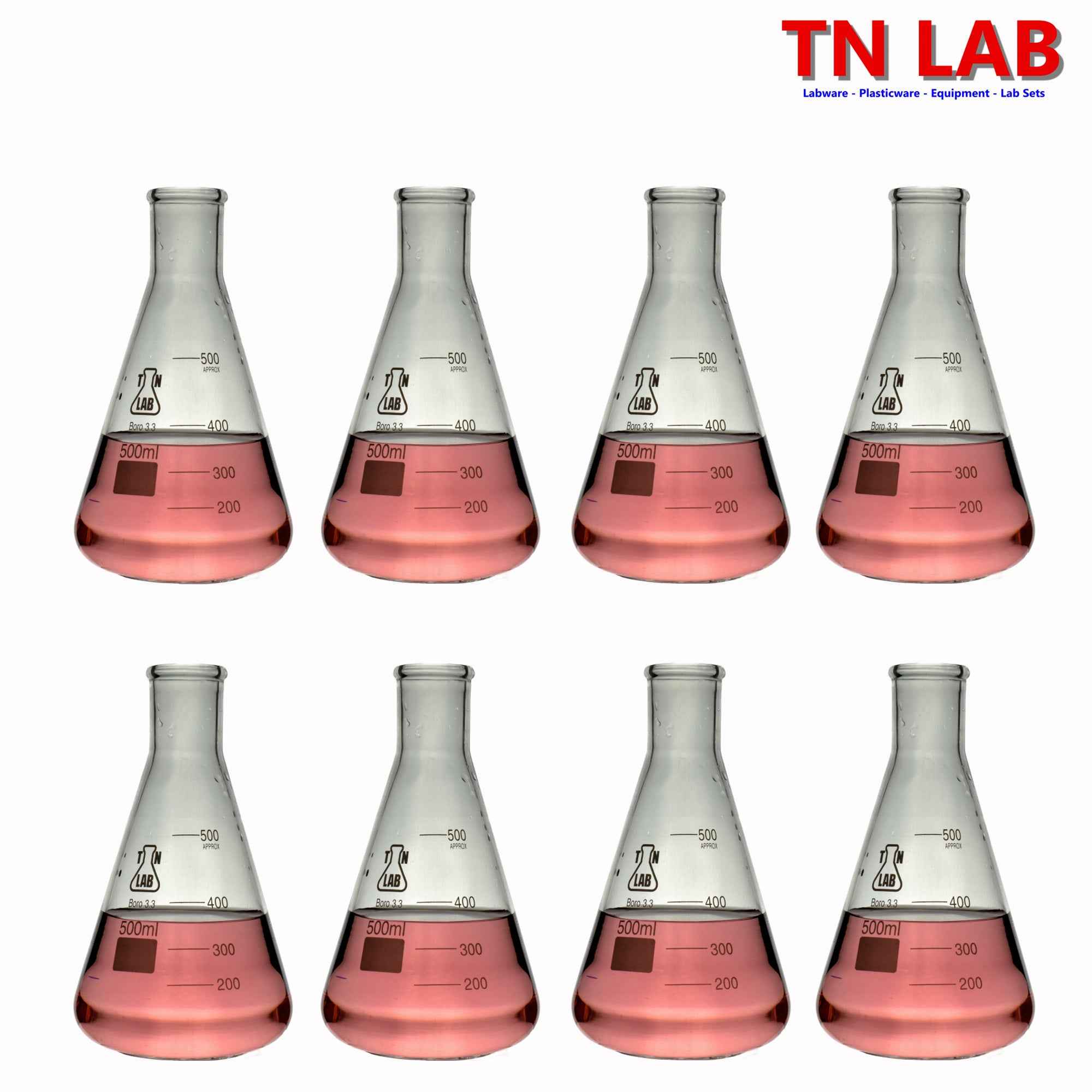 Erlenmeyer Flask Borosilicate Glass Conical Flask 500ml - TN LAB Supply