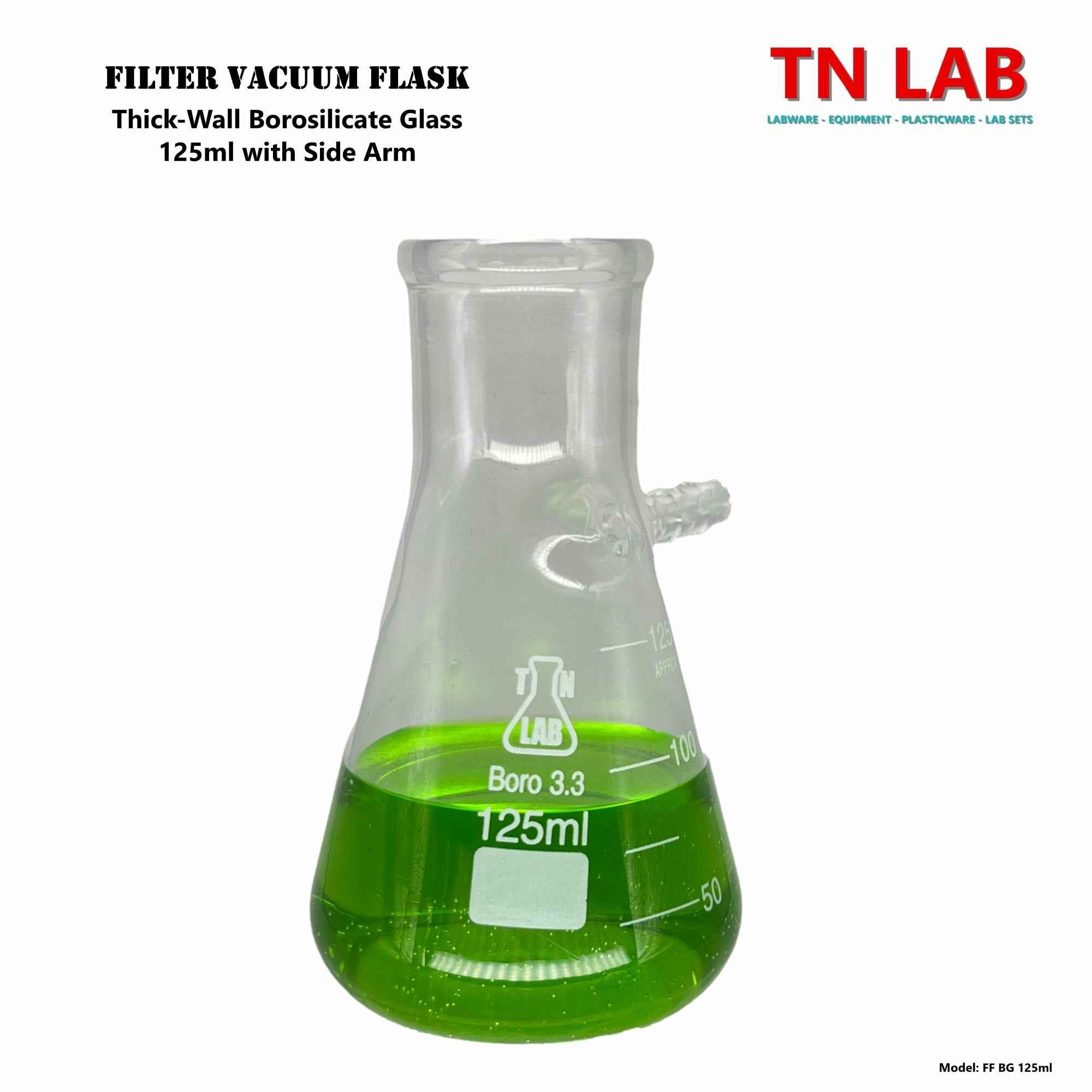Filter Flask Borosilicate Glass Buchner Vacuum Flask Side Arm 125 ml - TN LAB Supply