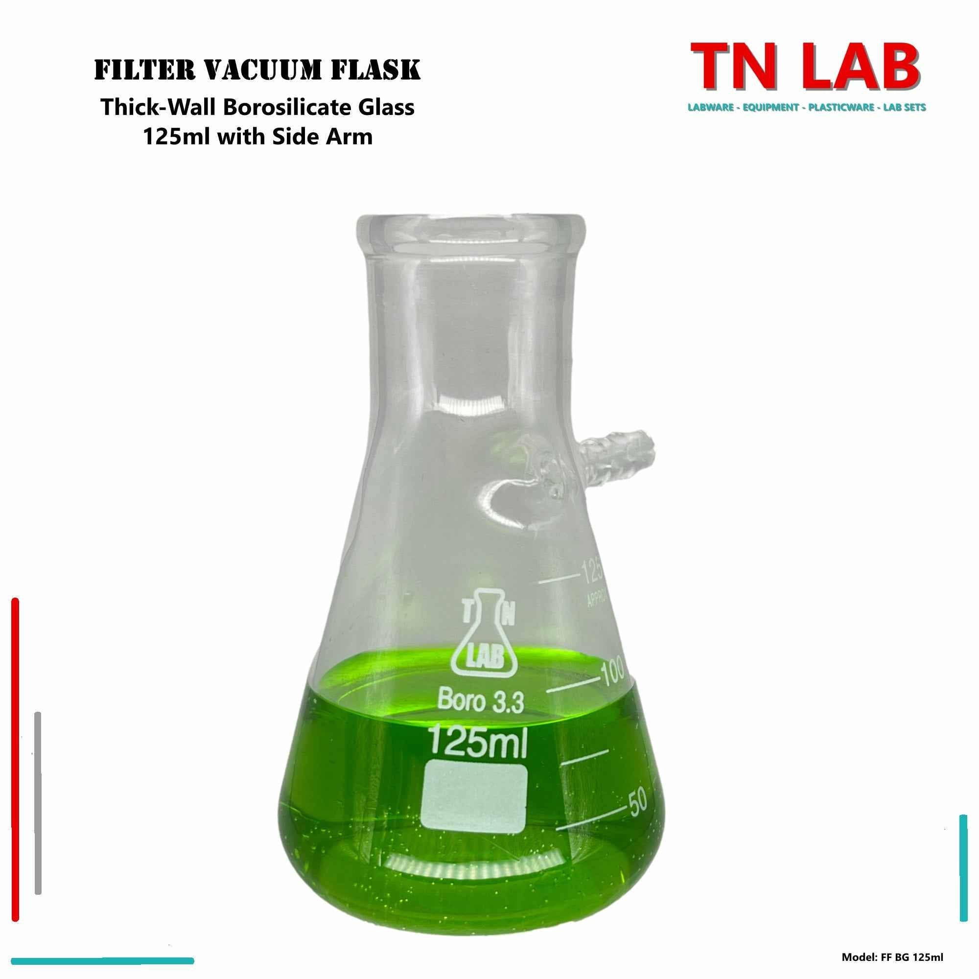 Filter Flask Borosilicate Glass Buchner Vacuum Flask Side Arm 125 ml - TN LAB Supply