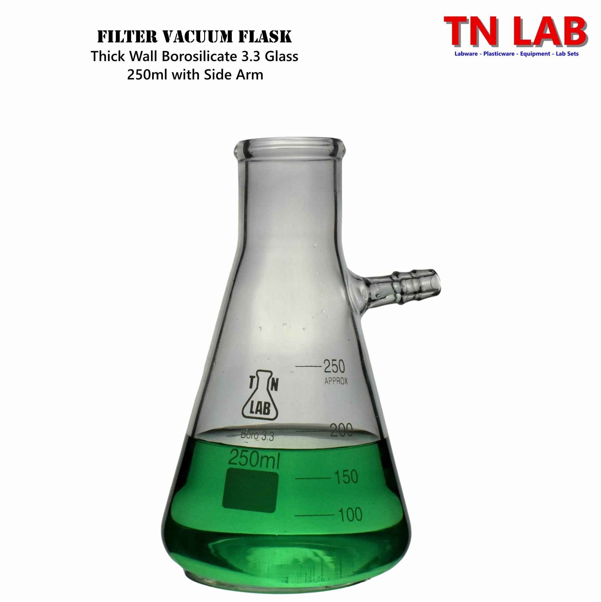 Filter Flask Borosilicate Glass Buchner Vacuum Flask Side Arm 250 ml - TN LAB Supply