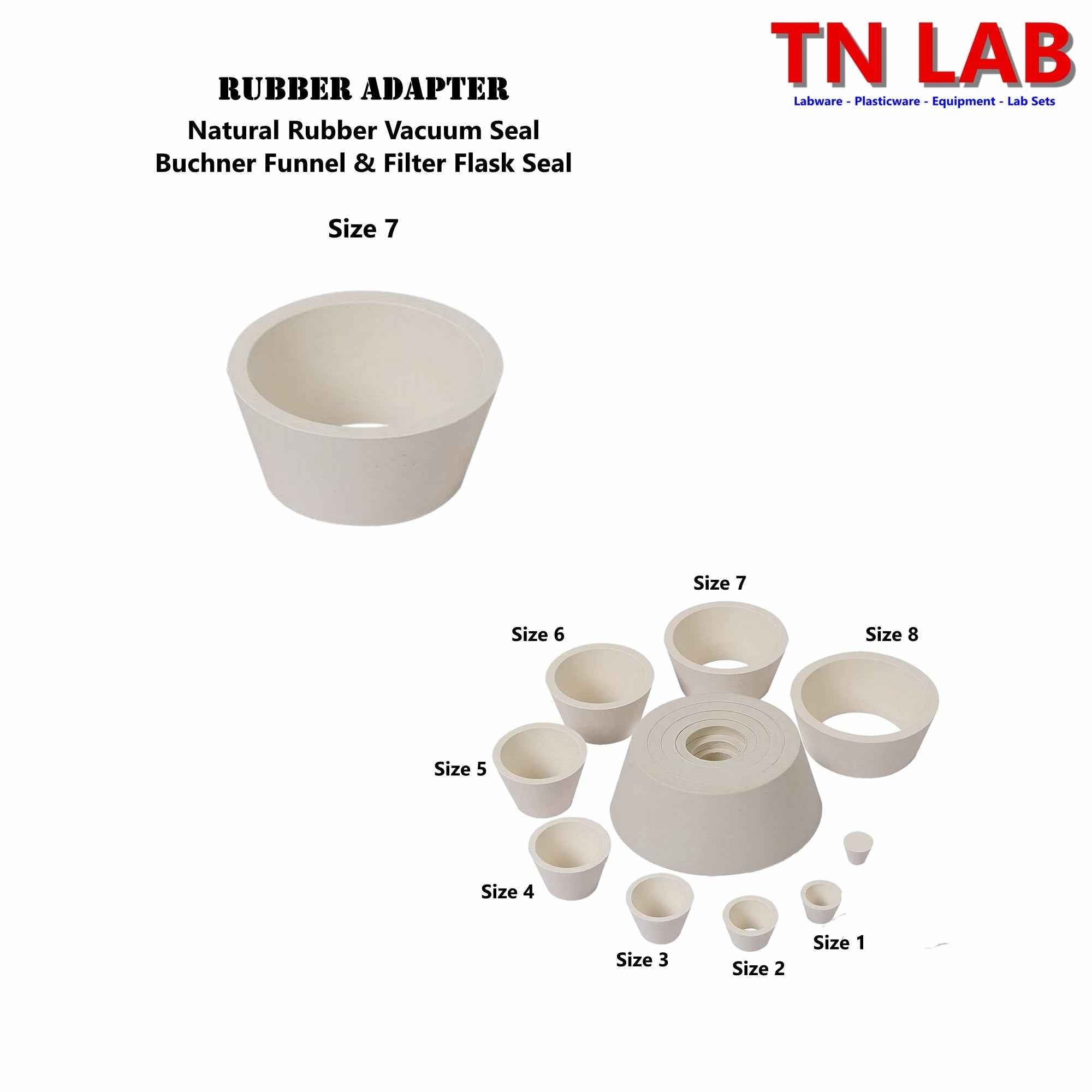 Filter Flask Buchner Funnel Vacuum Sealing Adapters Cone Shaped Rubber 8 - Sizes - TN LAB Supply